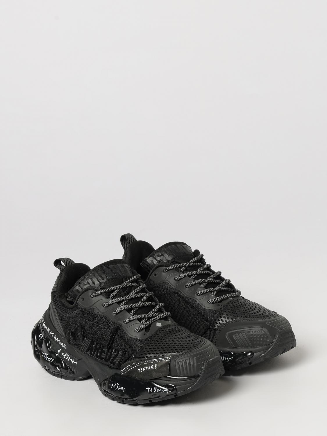 DSQUARED2 SNEAKERS: Low-Top-Sneakers Faster Dsquared2 mit Slogan-Print und gekerbter Sohle, Schwarz - Img 2