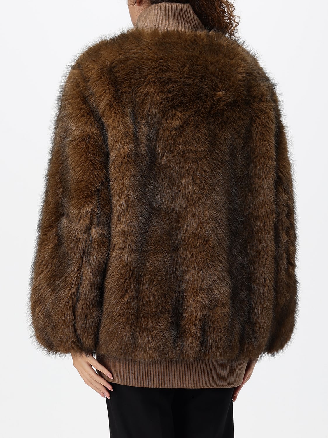 CANADIAN ABRIGO DE PIEL: Chaqueta corta Canadian de pelo sintético con cuello alto y puños elásticos, Marrón - Img 2
