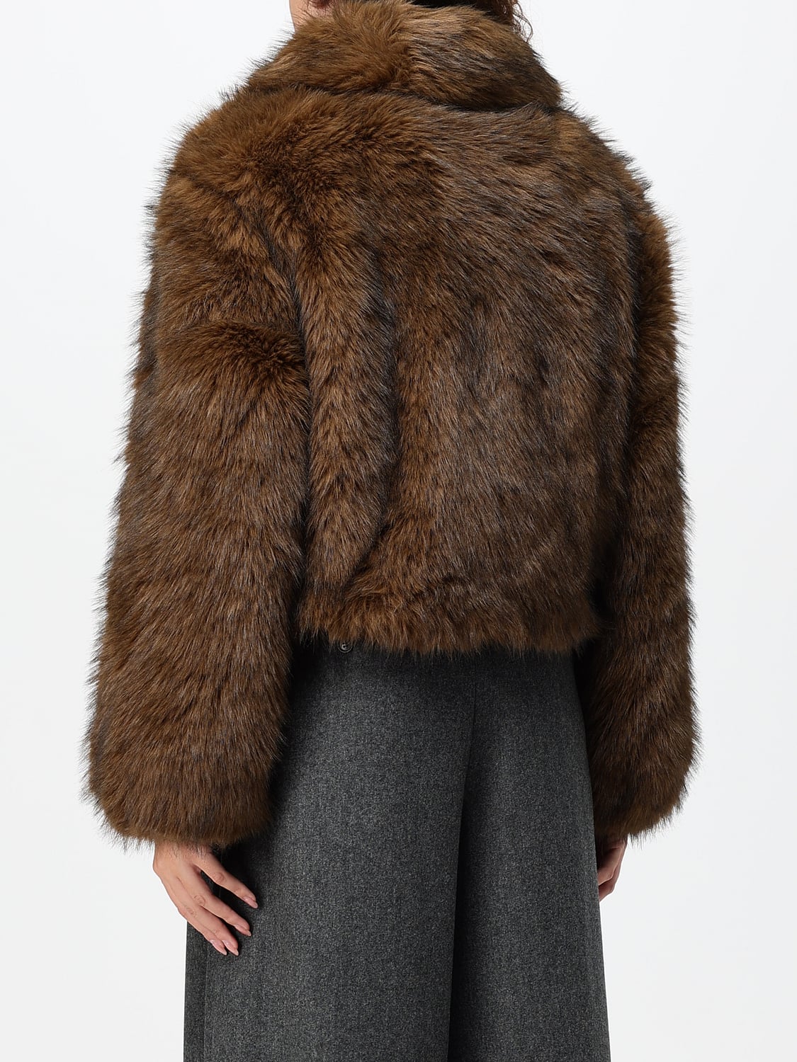 CANADIAN ABRIGO DE PIEL: Chaqueta Laney Canadian de pelo sintético con cuello clásico y bajo elástico, Marrón - Img 2