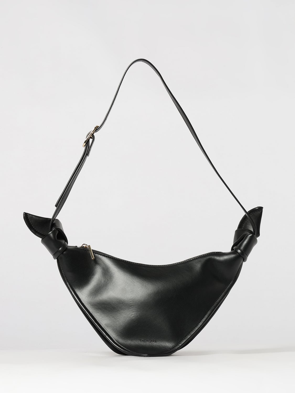 THEMOIRÈ BORSA A TRACOLLA: Borsa a tracolla Saffo TheMoirè in pelle vegana con forma triangolare, Nero - Img 1