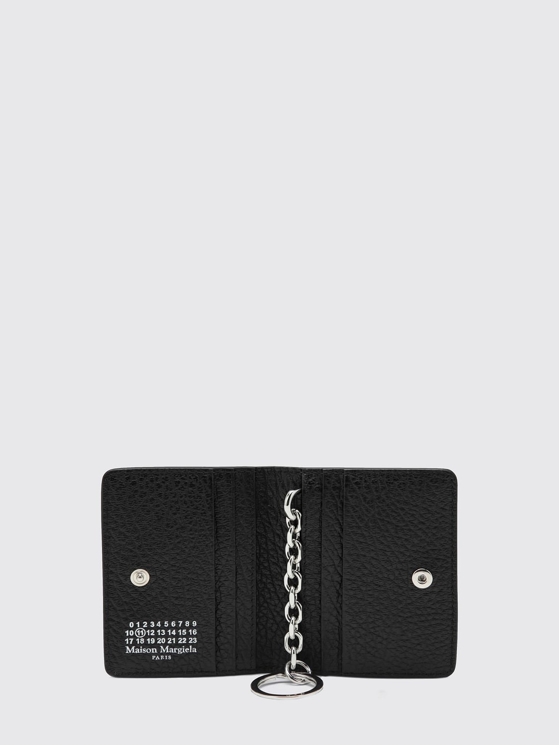 MAISON MARGIELA PORTAFOGLIO: Portacarte bifold Maison Margiela in pelle a grana con Four Stitches, Nero - Img 2