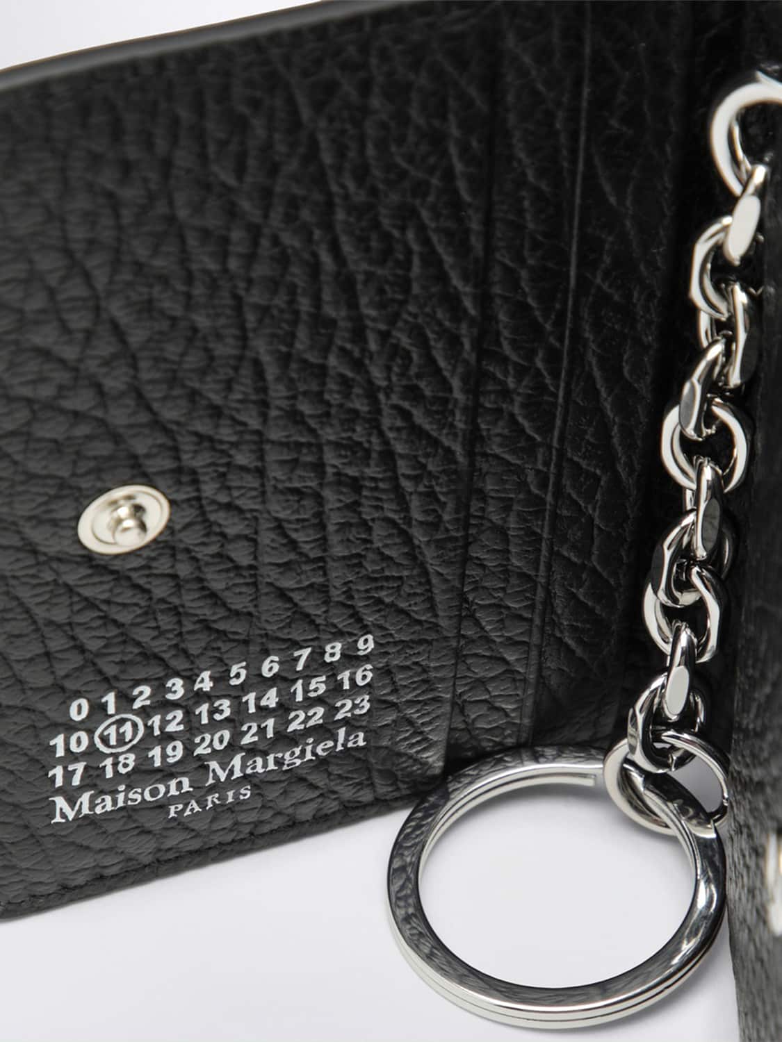 MAISON MARGIELA PORTAFOGLIO: Portacarte bifold Maison Margiela in pelle a grana con Four Stitches, Nero - Img 3