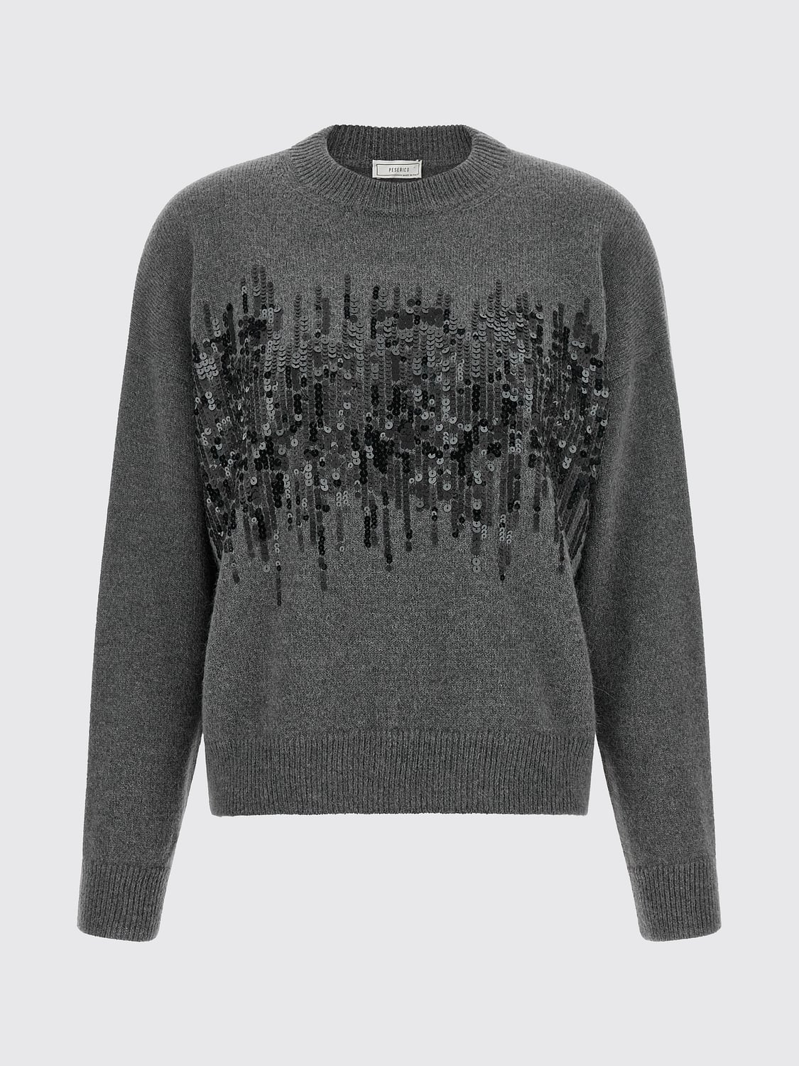 PESERICO JERSEY: Jersey Peserico de cuello redondo en lana y alpaca con lentejuelas y hombros caídos, Gris - Img 2