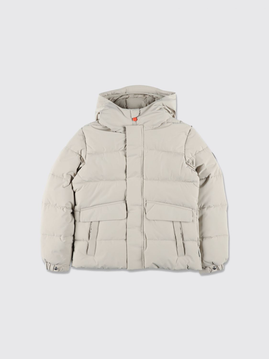 SAVE THE DUCK JACKET: Save The Duck Boy's Water-Repellent Puffer Jacket with Hood and Concealed Closure, Beige - Img 1