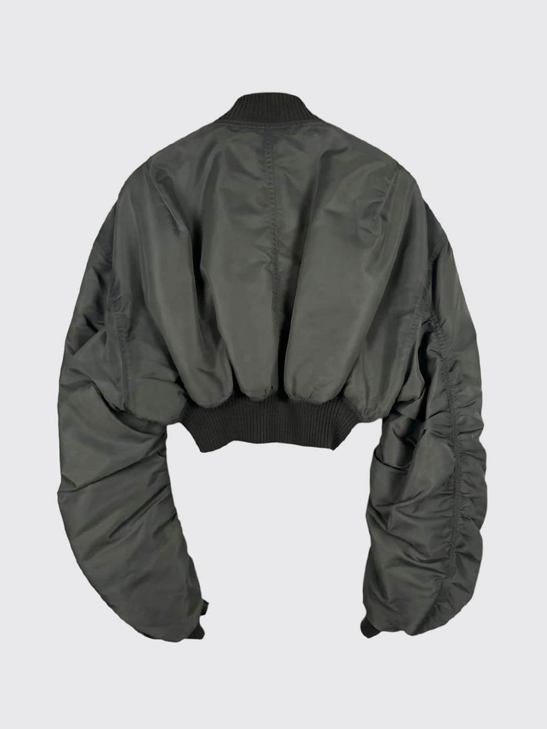 RICK OWENS CHAQUETA: Cazadora bomber de nailon de corte relajado Rick Owens con cremallera y puños elásticos, Grisáceo - Img 2