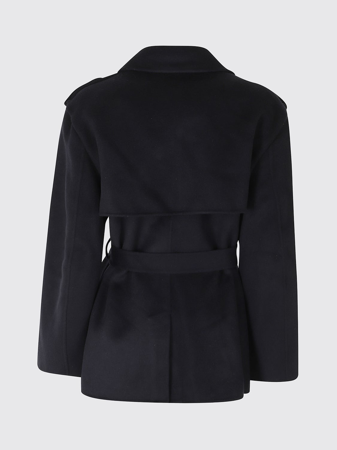 IVY OAK CAPPOTTO: Caban doppiopetto Ivy Oak in pura lana con cintura da annodare in vita, Blue - Img 3