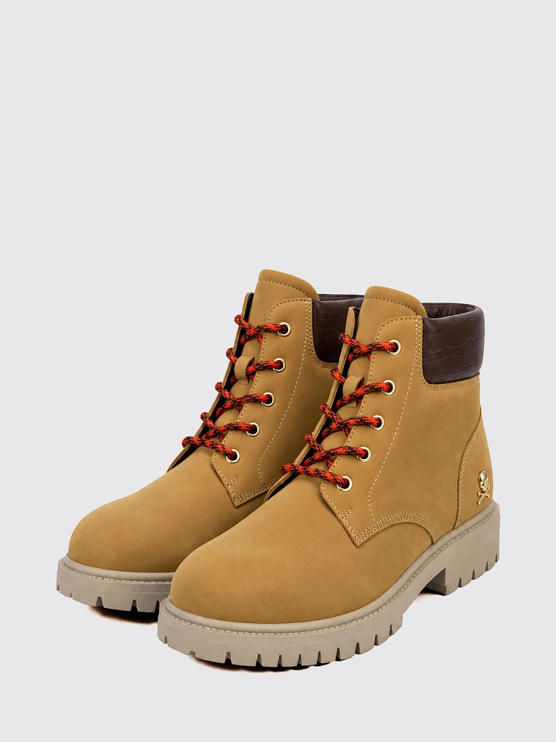 PHILIPP PLEIN BOOT: Philipp Plein Lace-Up Nubuck Ankle Boots with Skull Appliqué, Beige - Img 2