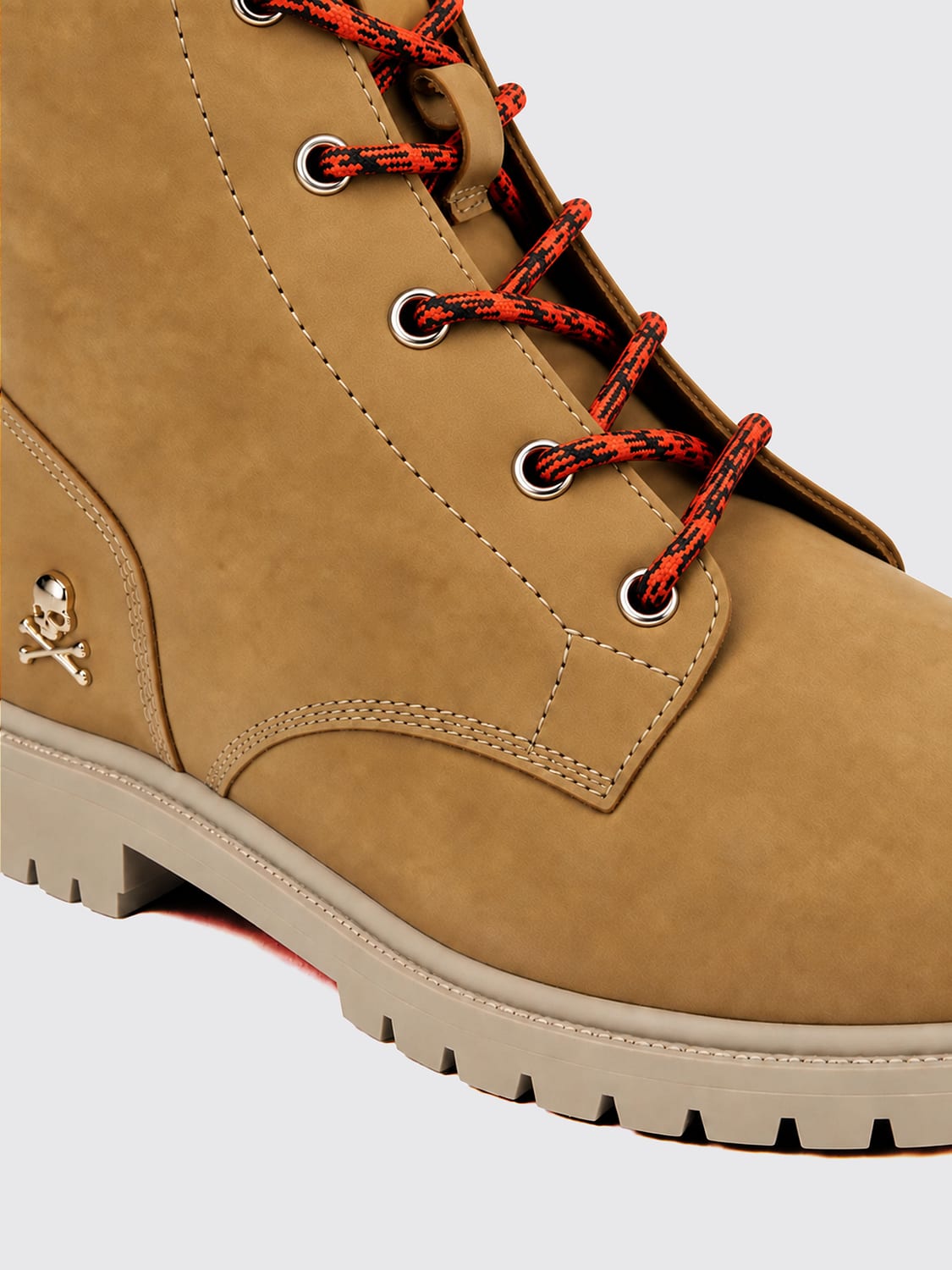 PHILIPP PLEIN BOOT: Philipp Plein Lace-Up Nubuck Ankle Boots with Skull Appliqué, Beige - Img 4