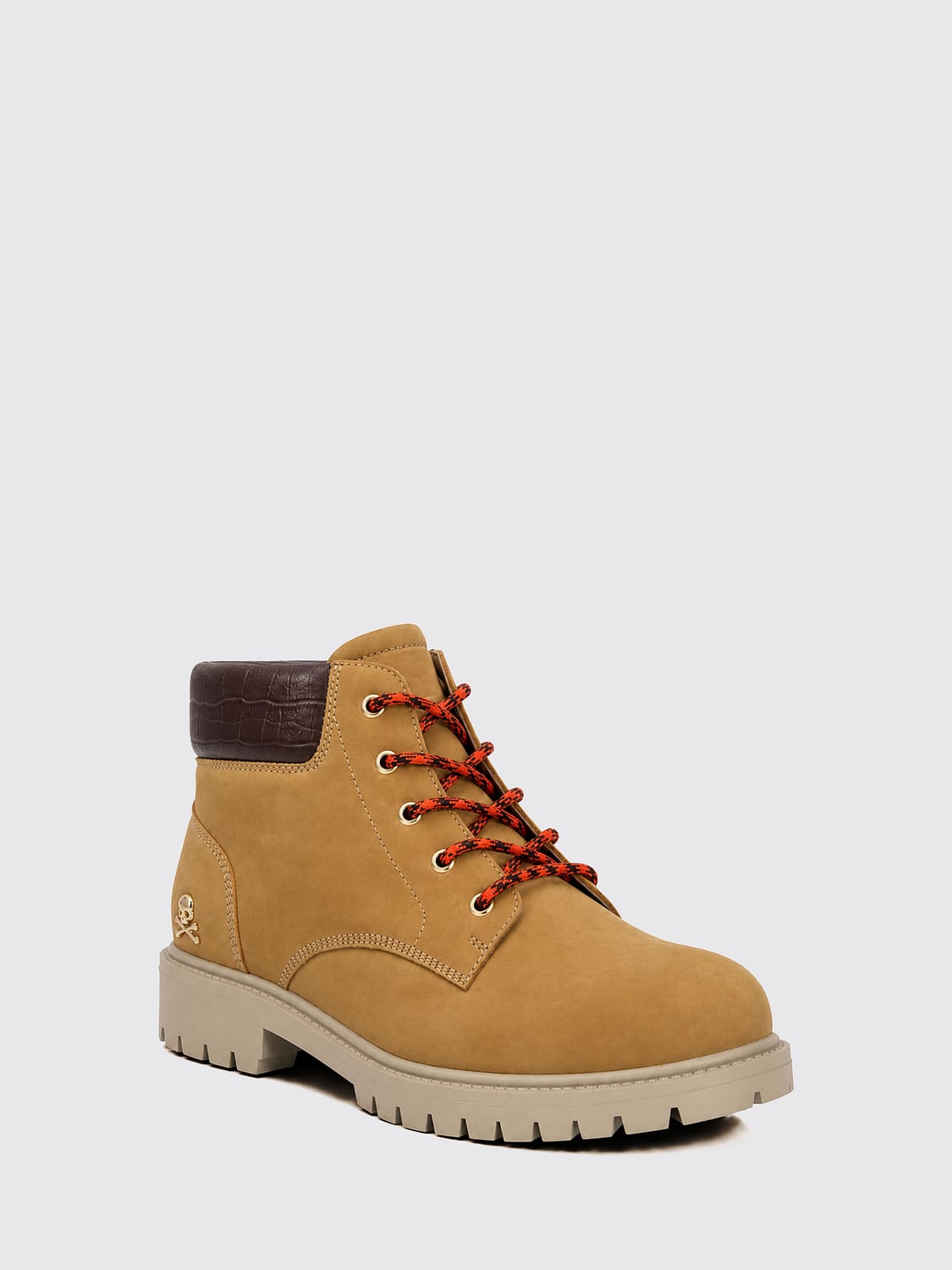PHILIPP PLEIN BOOT: Philipp Plein Lace-Up Nubuck Ankle Boots with Skull Appliqué, Beige - Img 5
