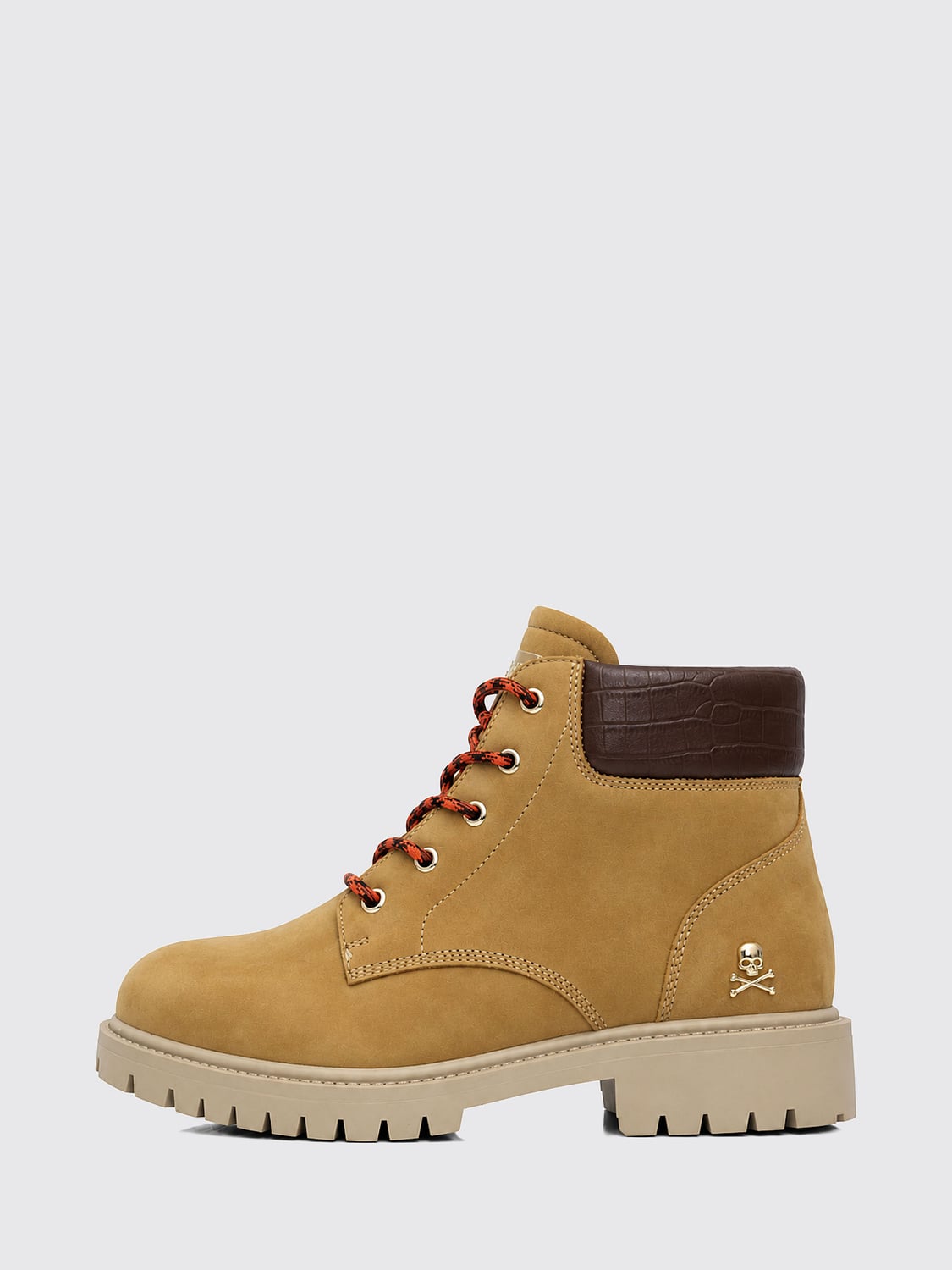 PHILIPP PLEIN BOOT: Philipp Plein Lace-Up Nubuck Ankle Boots with Skull Appliqué, Beige - Img 6