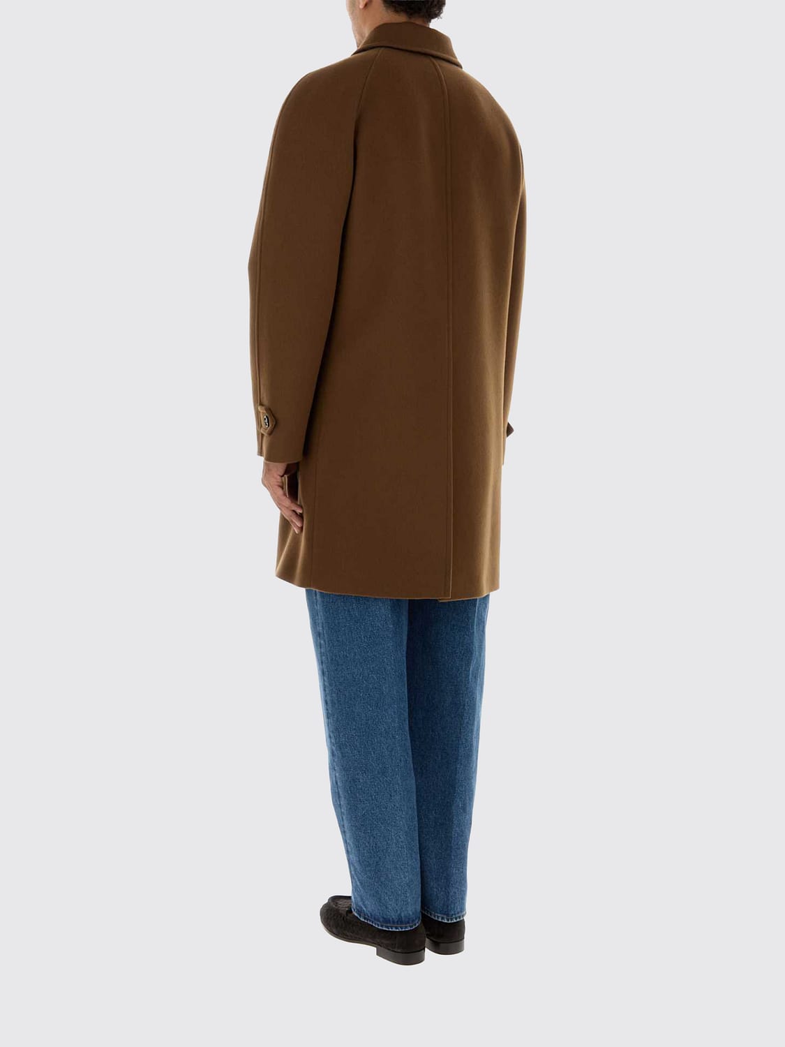 BOTTEGA VENETA COAT: Bottega Veneta Single-Breasted Wool and Cashmere Coat with Leather Collar, Brown - Img 2