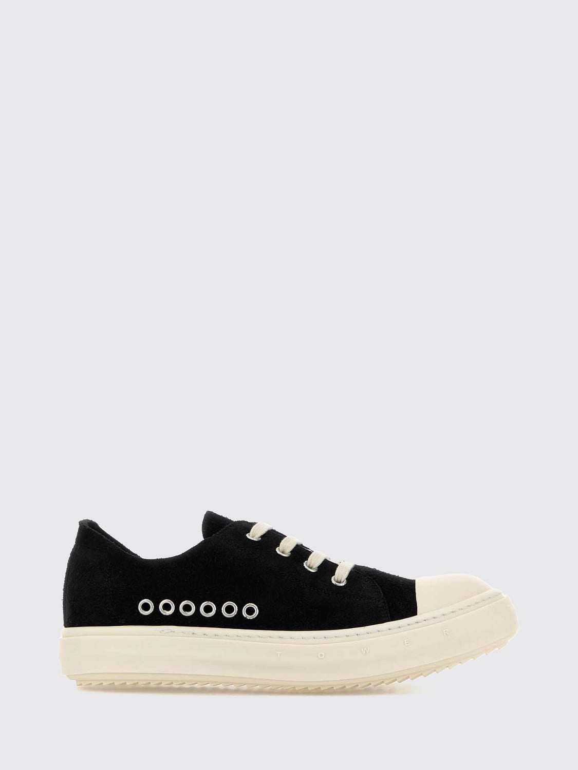RICK OWENS SNEAKERS: Sneakers basse Tower Rick Owens in pelle scamosciata con punta in gomma, Nero - Img 1