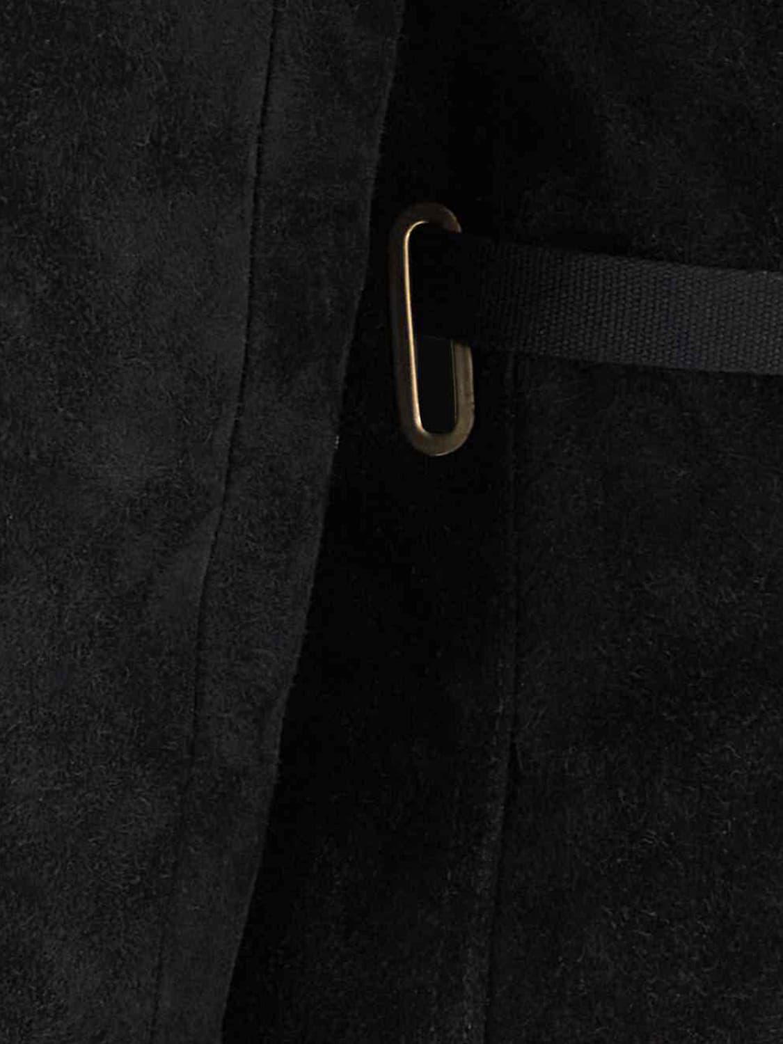RICK OWENS ABRIGO: Abrigo largo cruzado tipo bata Rick Owens en piel de becerro de ante, Negro - Img 3