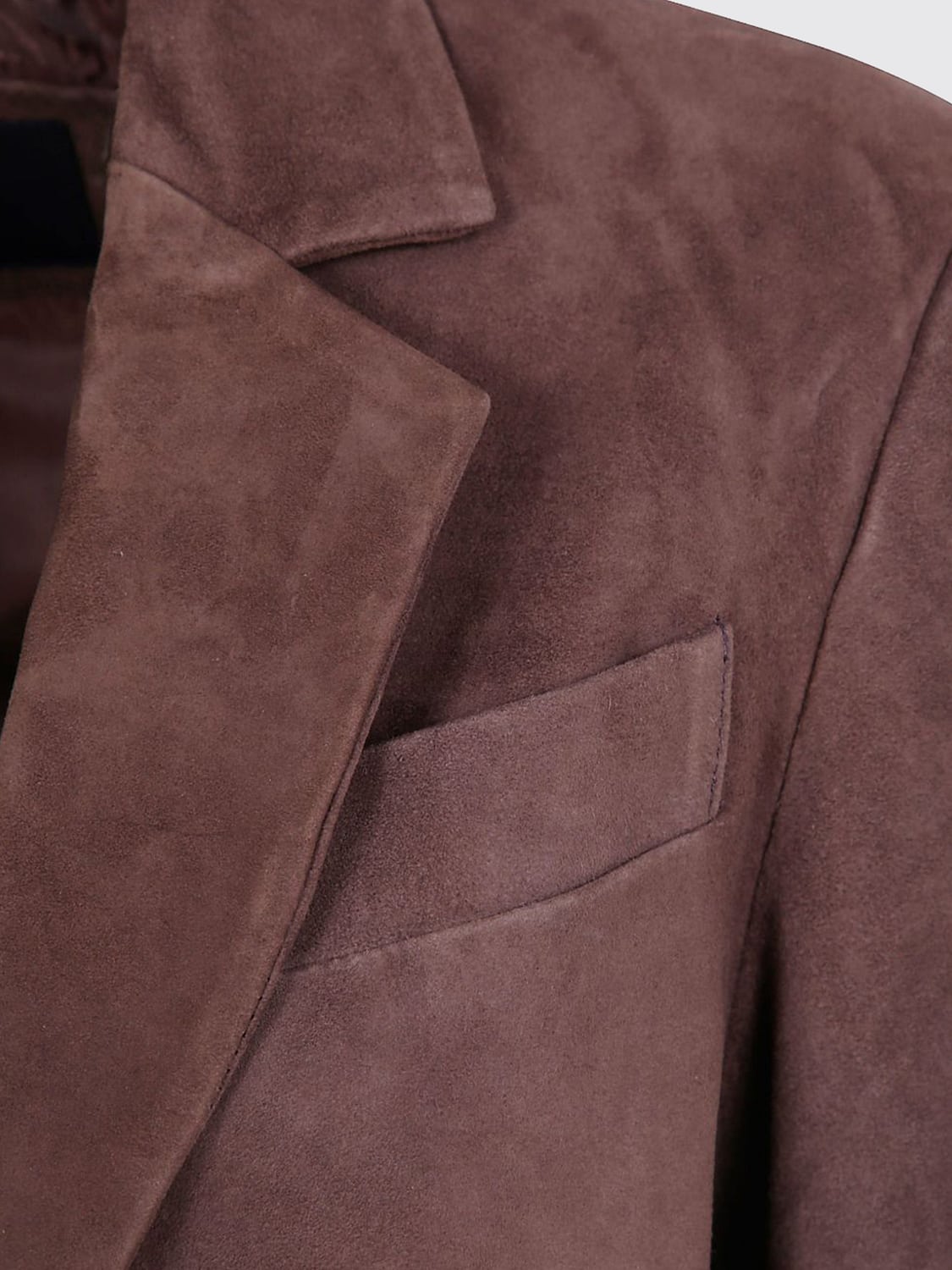 SEVENTY JACKET: Seventy Single-Breasted Suede Blazer with Notch Lapels and Flap Pockets, Brown - Img 4