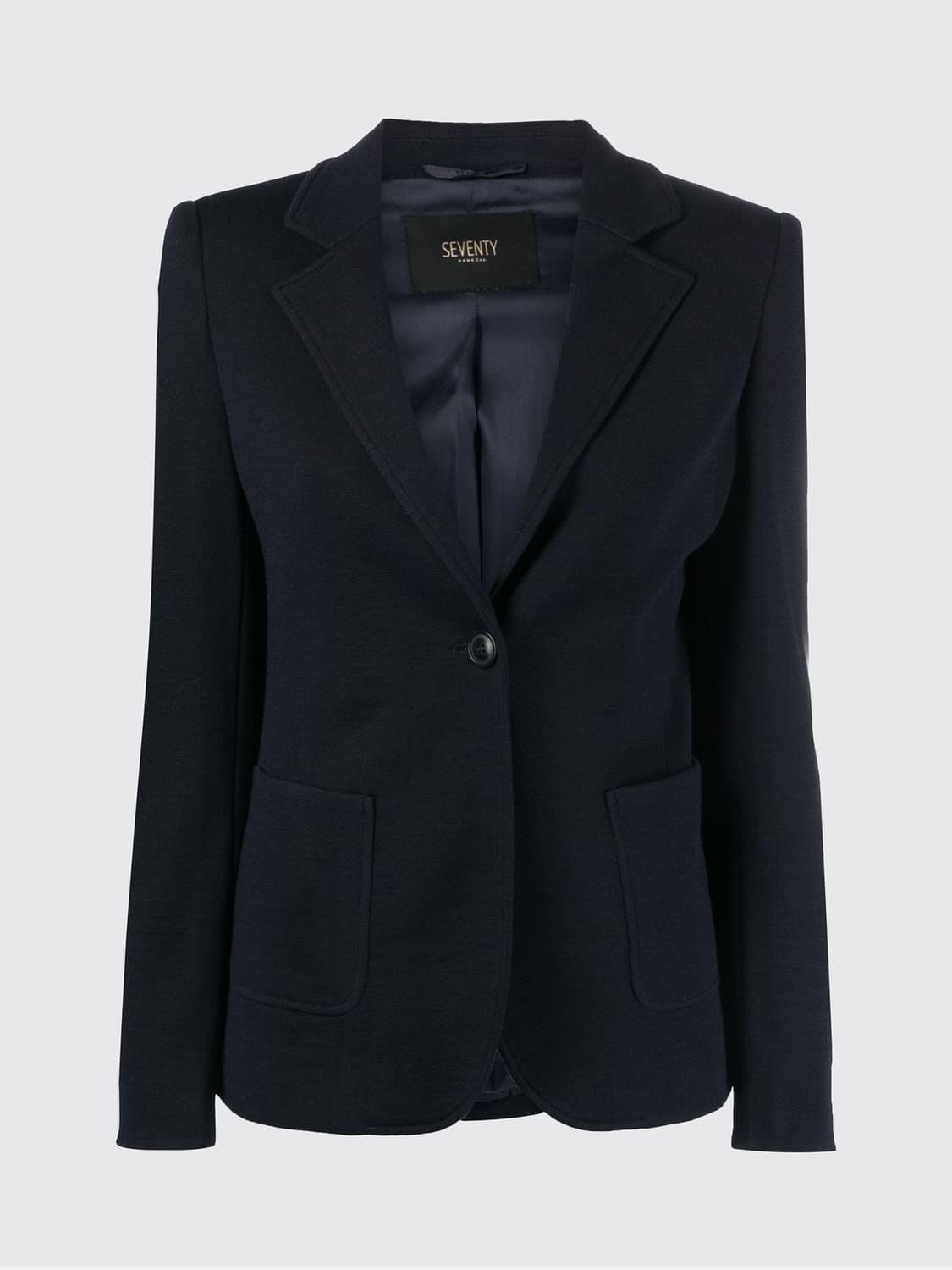 SEVENTY CHAQUETA: Blazer Seventy slim fit de botonadura sencilla en mezcla de lana con bolsillos de parche, Azul Oscuro - Img 4