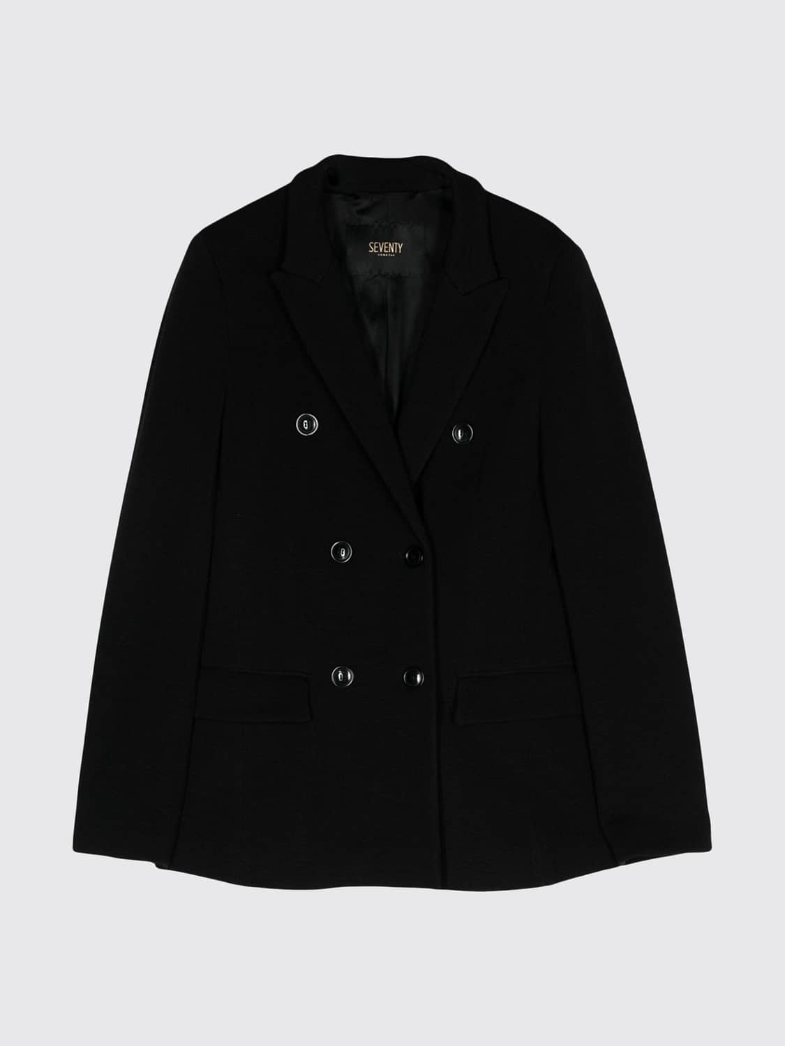 SEVENTY CHAQUETA: Blazer cruzado Seventy de mezcla de lana con solapas y bolsillos con solapa, Negro - Img 2