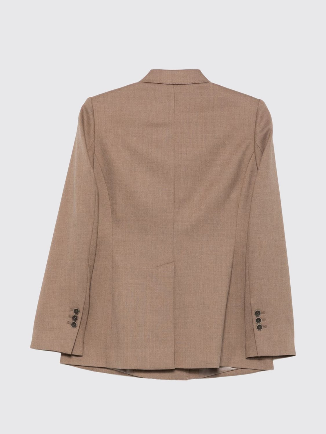 SEVENTY CHAQUETA: Blazer cruzado Seventy de mezcla de lana con solapas de pico y bolsillos con solapa, Marrón Barro - Img 3