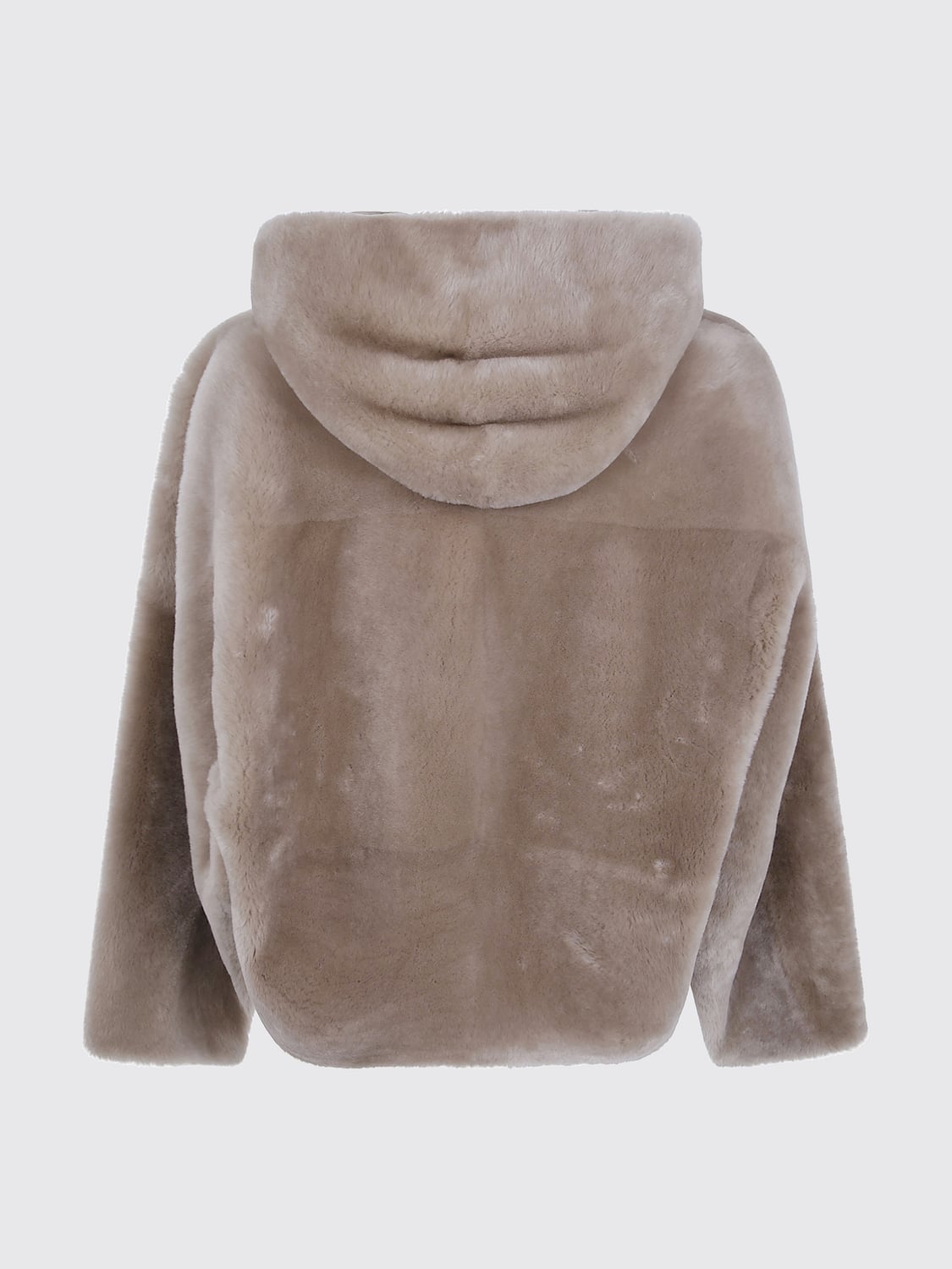 BLANCHA FUR COAT: Blancha Short Hooded Fur Jacket with Zip Closure and Slash Pockets, Hazel - Img 3