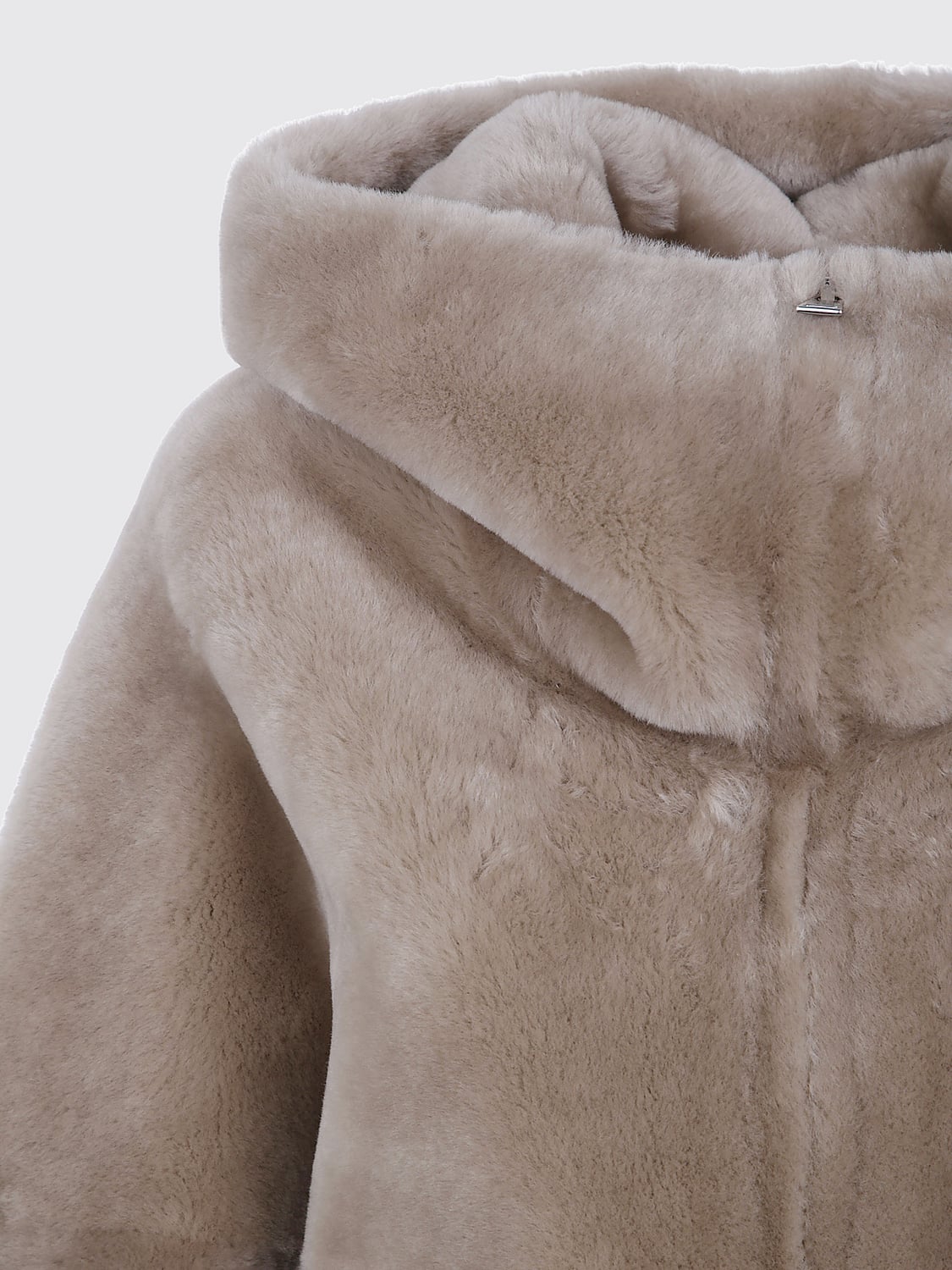 BLANCHA FUR COAT: Blancha Short Hooded Fur Jacket with Zip Closure and Slash Pockets, Hazel - Img 4
