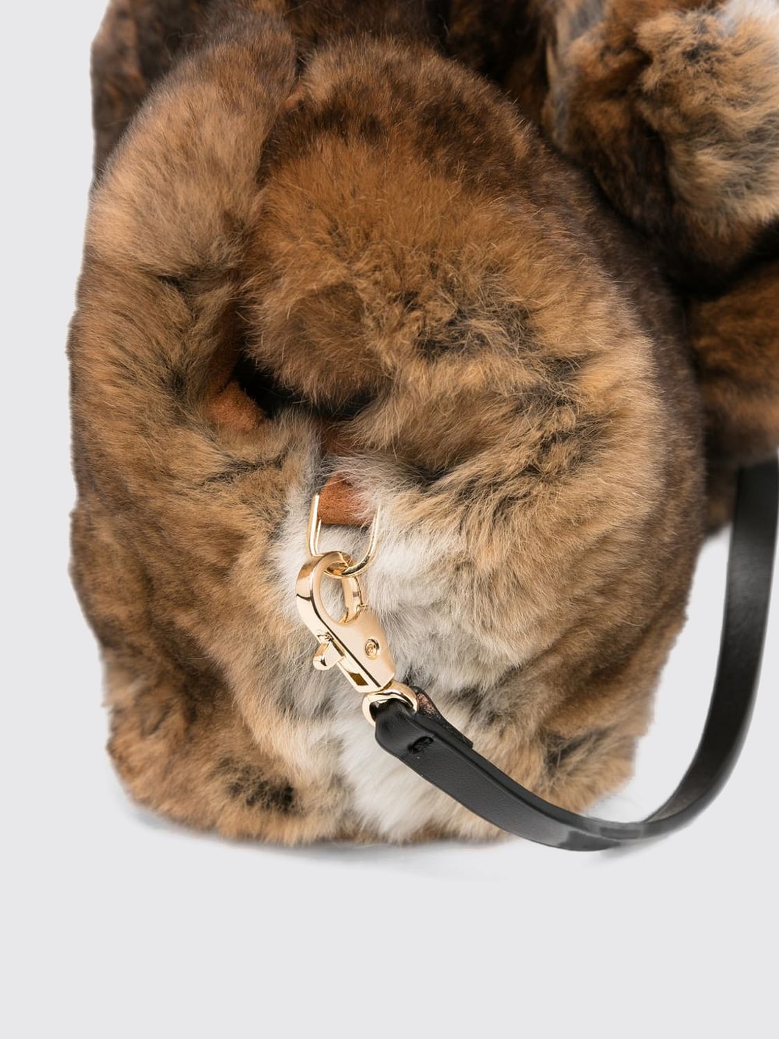 ANITA BILARDI CLUTCH: Clutch Anita Bilardi in pelliccia sintetica con stampa teddy bear e manico amovibile, Marrone - Img 4