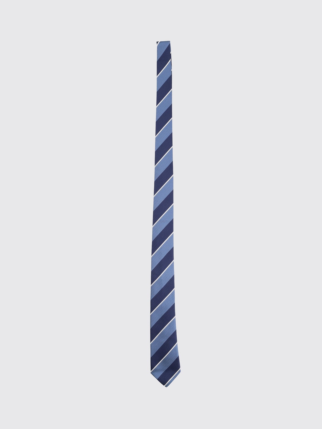 PAUL SMITH TIE: Paul Smith Classic Regimental Striped Tie crafted in Pure Blue Silk, Blue - Img 1