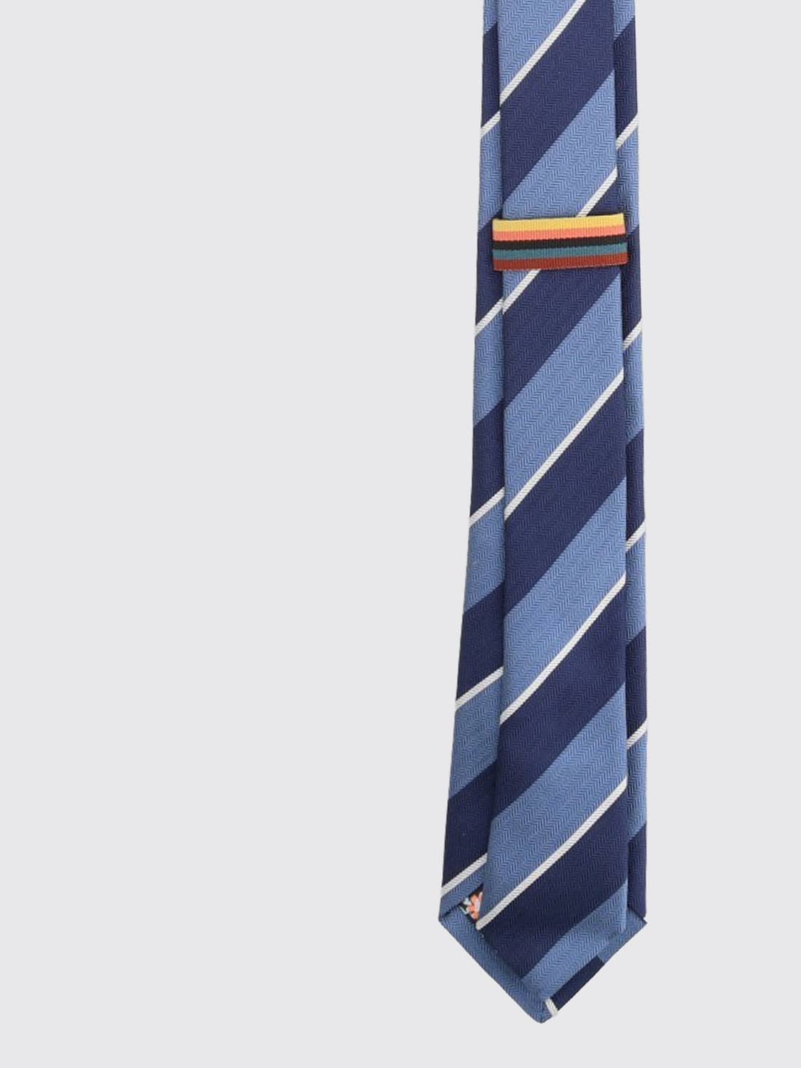 PAUL SMITH TIE: Paul Smith Classic Regimental Striped Tie crafted in Pure Blue Silk, Blue - Img 2