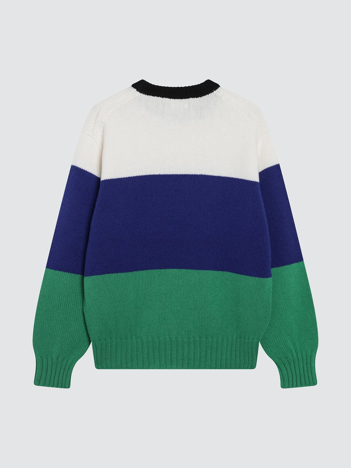 JW ANDERSON PULLOVER: Gestreifter Rundhalspullover JW Anderson aus reiner Wolle mit überschnittenen Schultern, Gestreift - Img 3