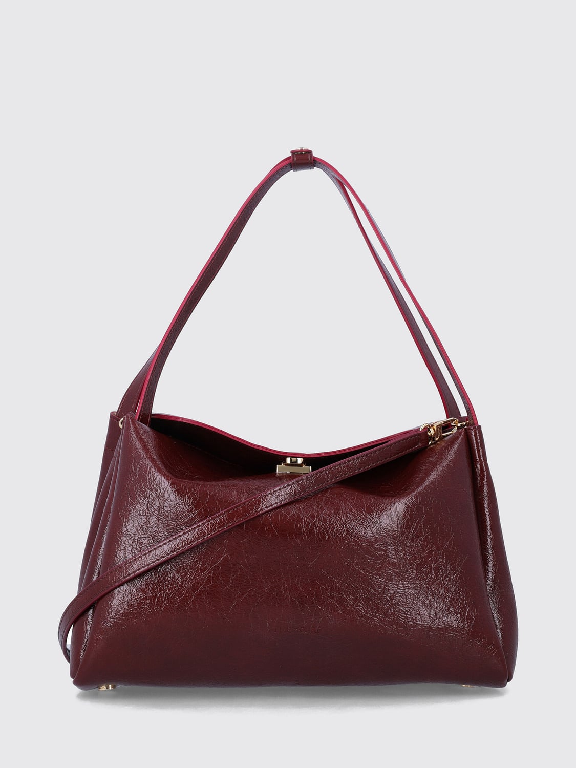 THEMOIRÈ BOLSO DE HOMBRO: Bolso de hombro Calipso THEMOIRÈ de piel vegana con efecto arrugado, Granate - Img 1
