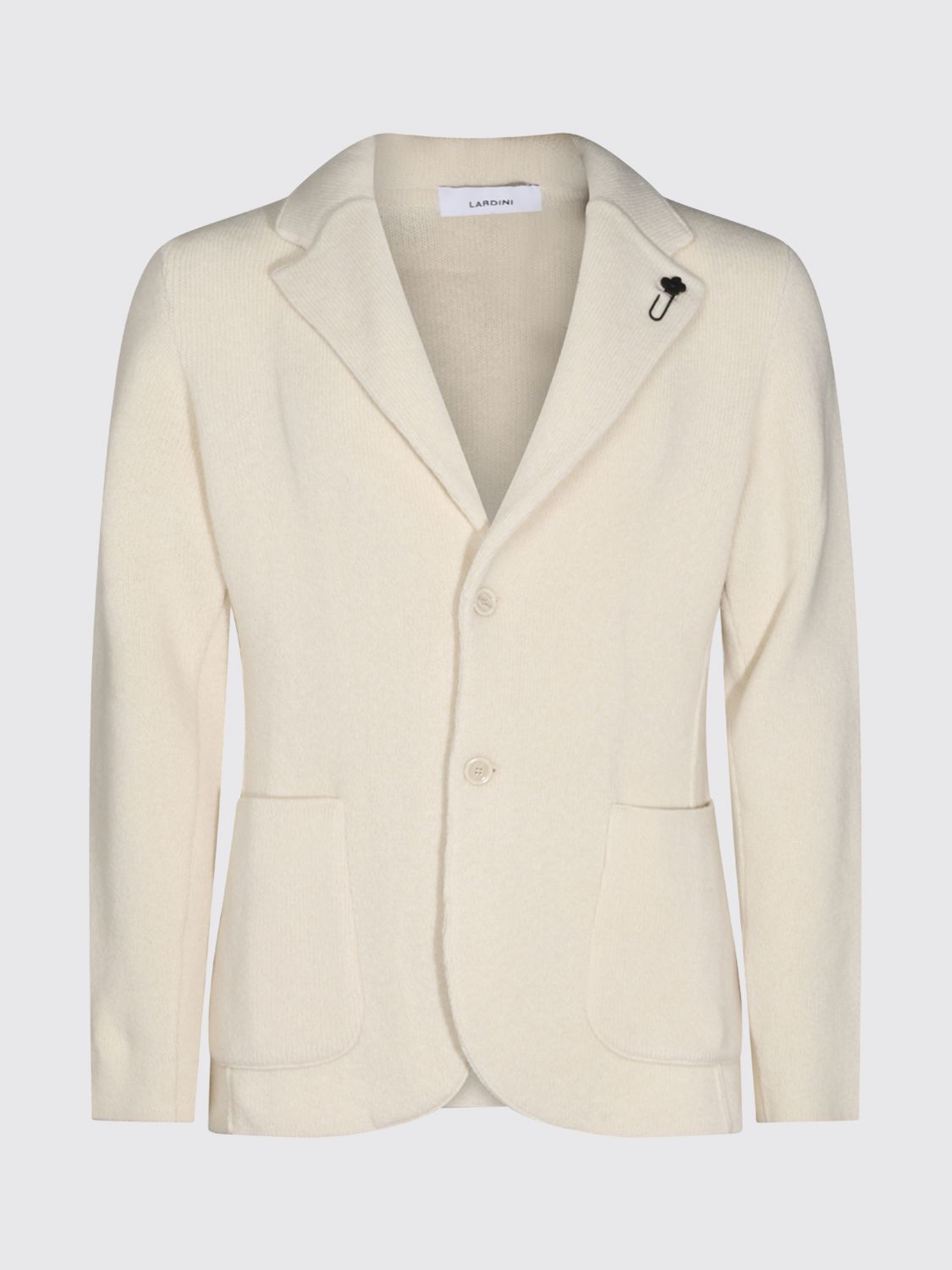 LARDINI JACKET: Lardini Single-Breasted Pure Cashmere Blazer with Patch Pockets and Notch Lapels, Yellow Cream - Img 2