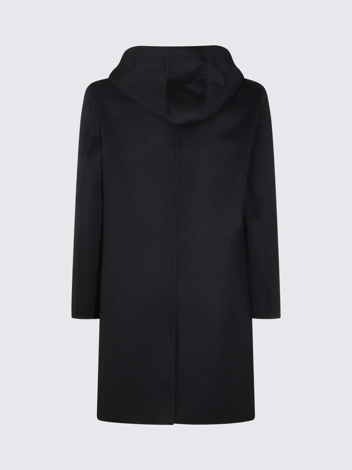 LARDINI ABRIGO: Abrigo de botonadura sencilla Lardini de pura lana virgen con capucha y botones, Negro - Img 3