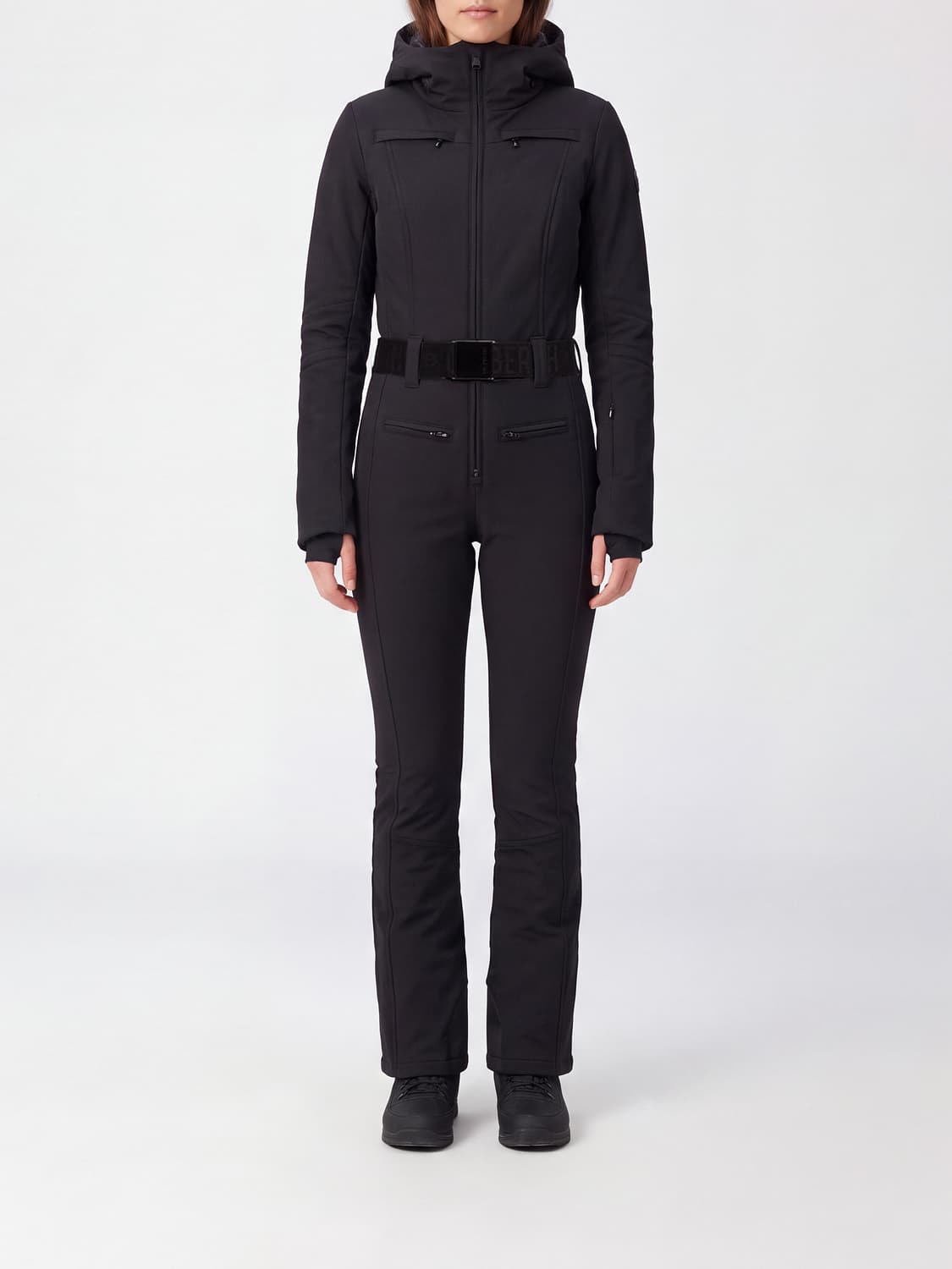 GOLDBERGH JUMPSUIT: Einteiliger Slim-Fit-Skianzug Sayaka von Goldbergh mit Kapuze und Gürtel, Schwarz - Img 1