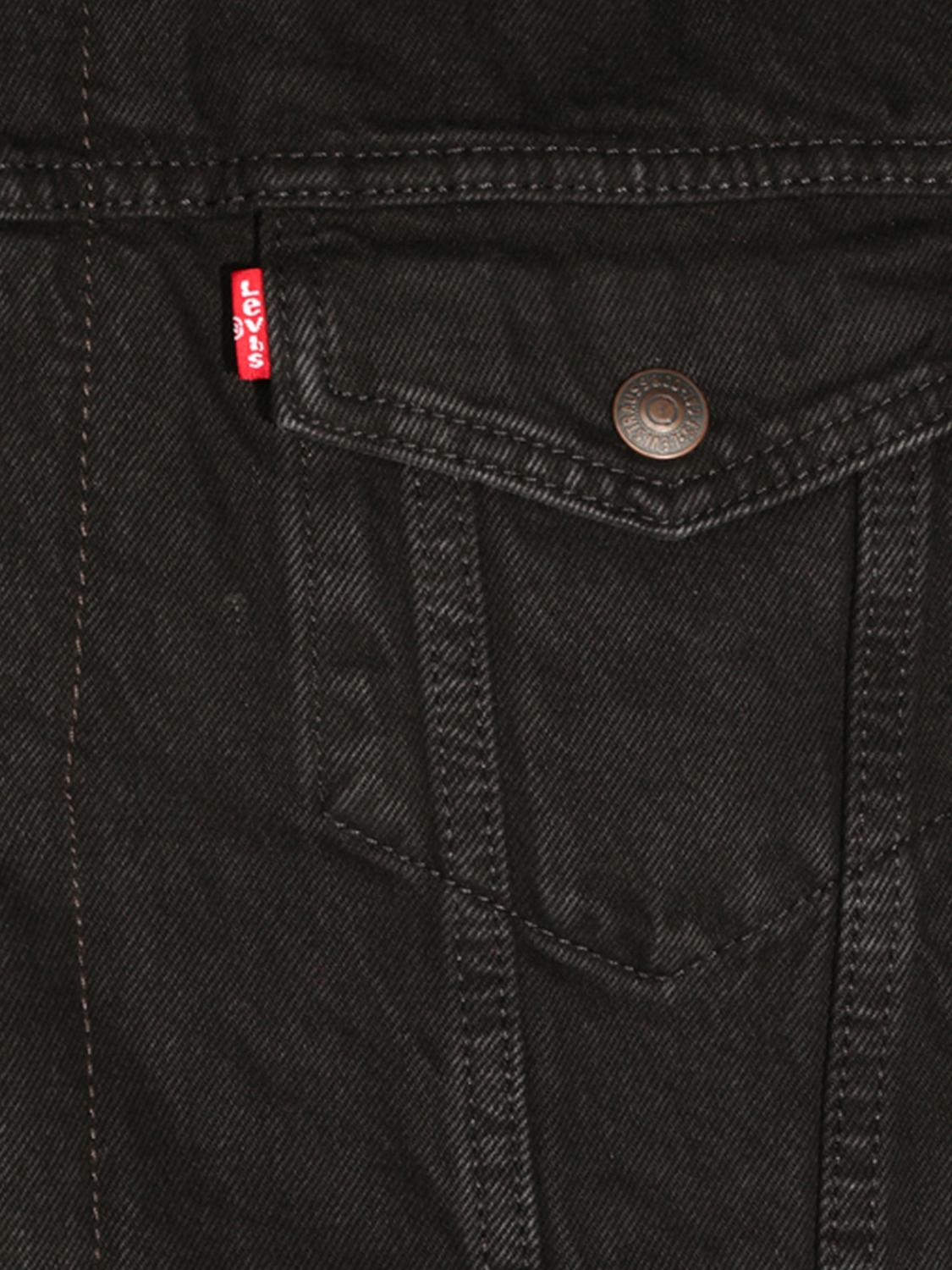 LEVI'S 外套: Levi's 牛仔衬衫夹克，配毛领和贴袋, 黑色 - Img 4