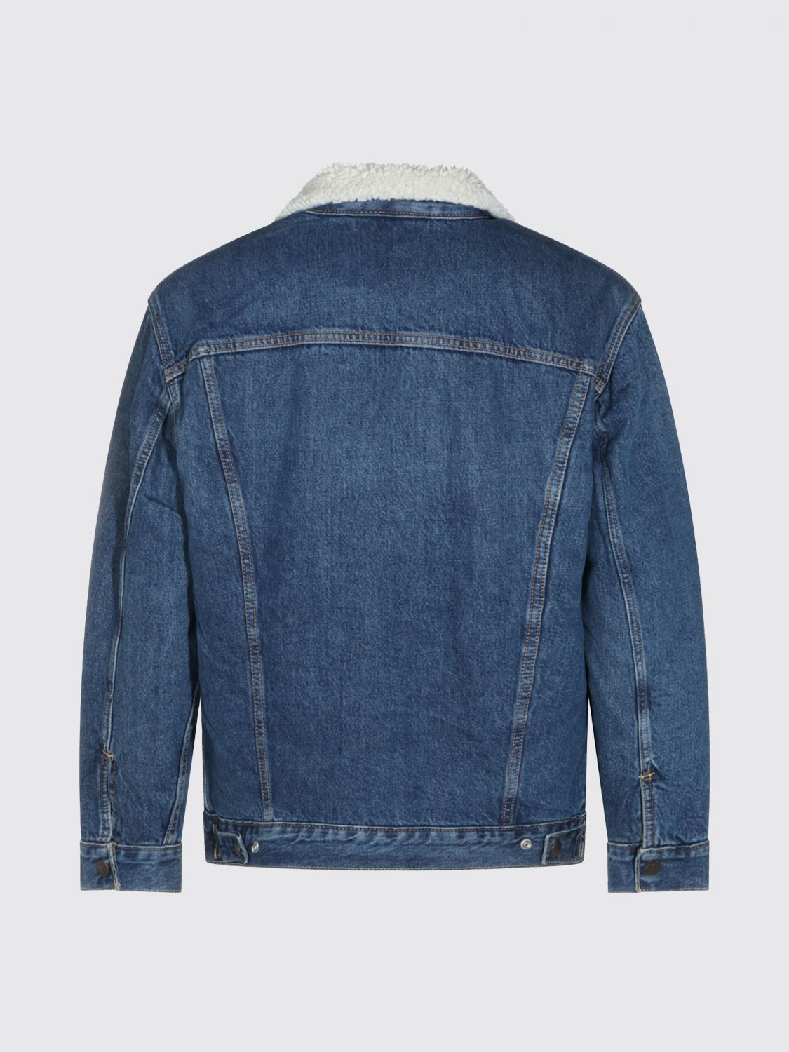 LEVI'S 外套: Levi's 牛仔衬衫夹克，配毛领和贴袋, 蓝色 - Img 3