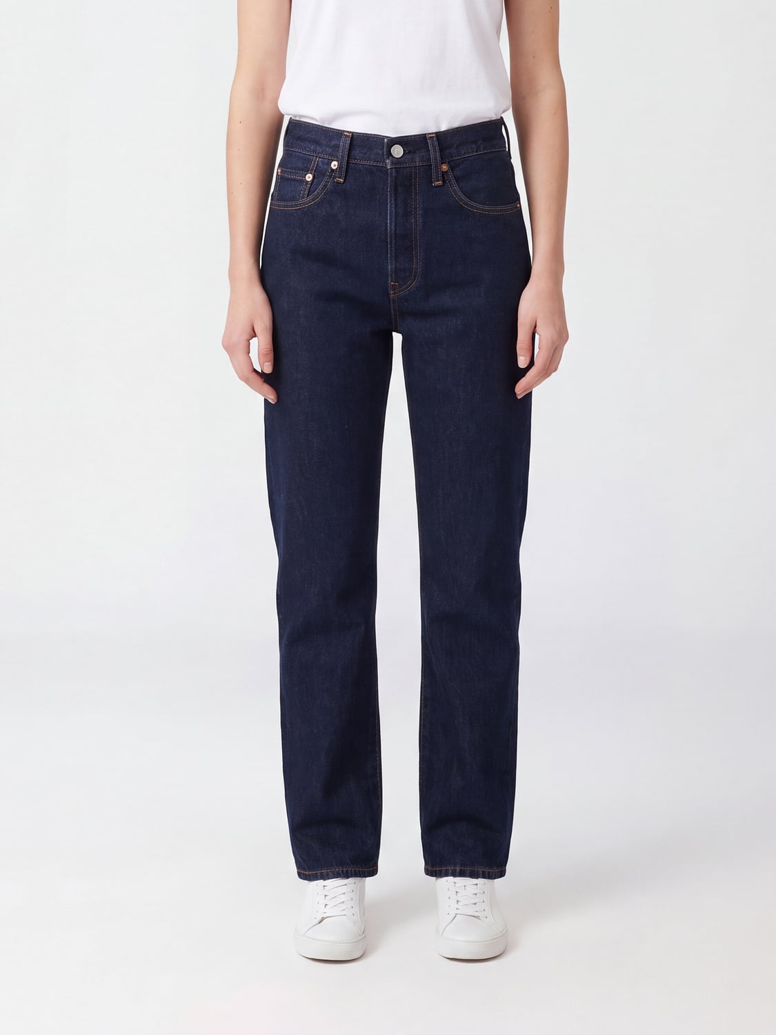 LEVI'S VAQUEROS: Vaqueros 501® Levi's straight fit de talle medio en denim de algodón, Azul Oscuro - Img 1