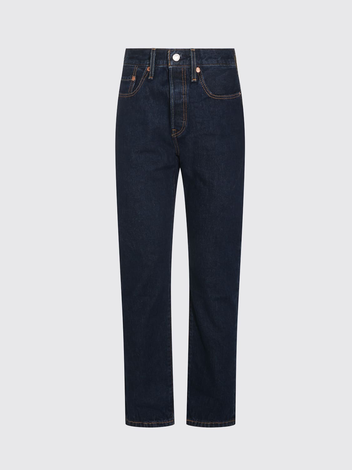 LEVI'S VAQUEROS: Vaqueros 501® Levi's straight fit de talle medio en denim de algodón, Azul Oscuro - Img 2