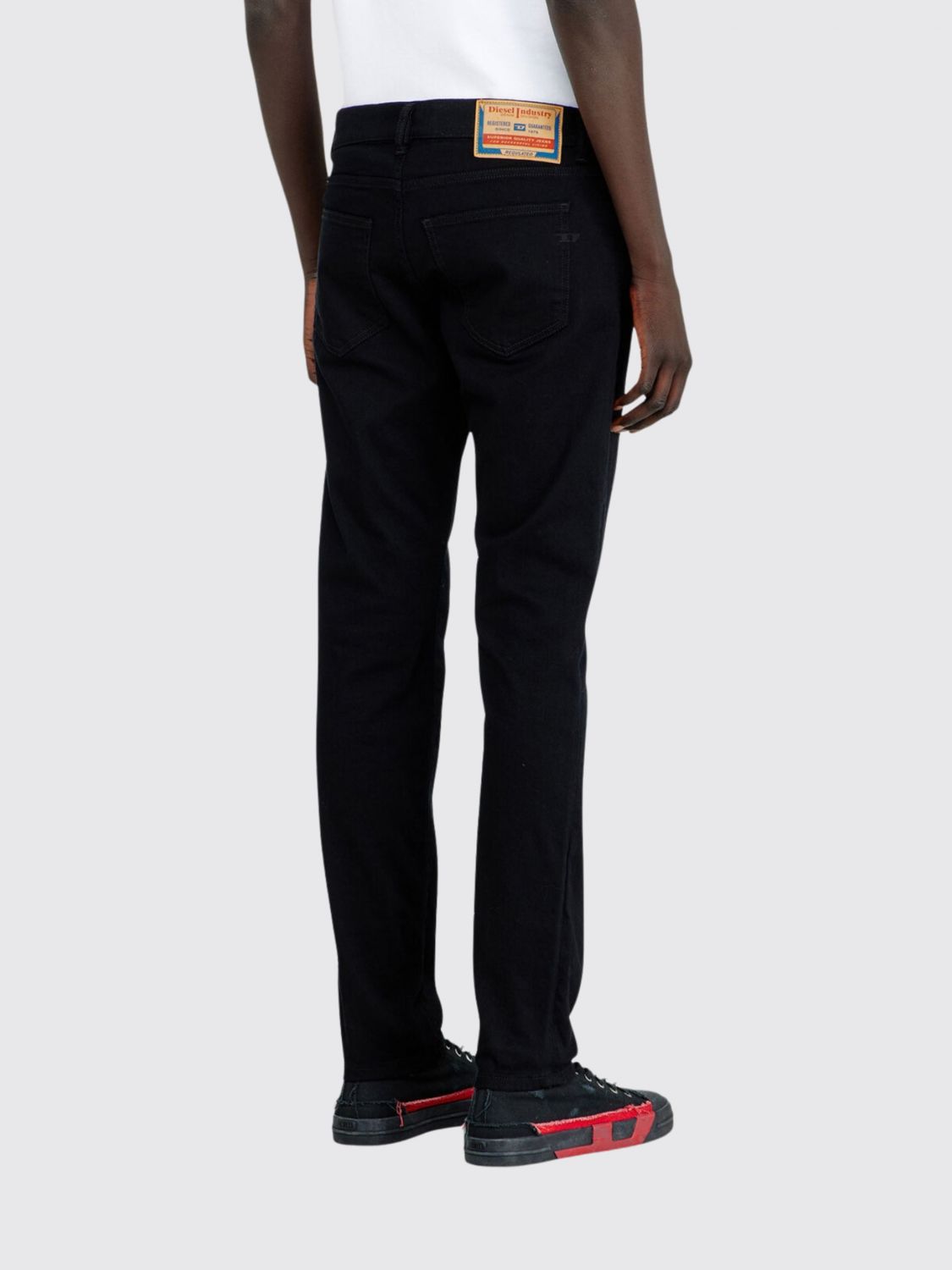 DIESEL JEANS: Diesel D-Strukt Mid-Rise Slim Fit Stretch-Denim Jeans, Black - Img 2