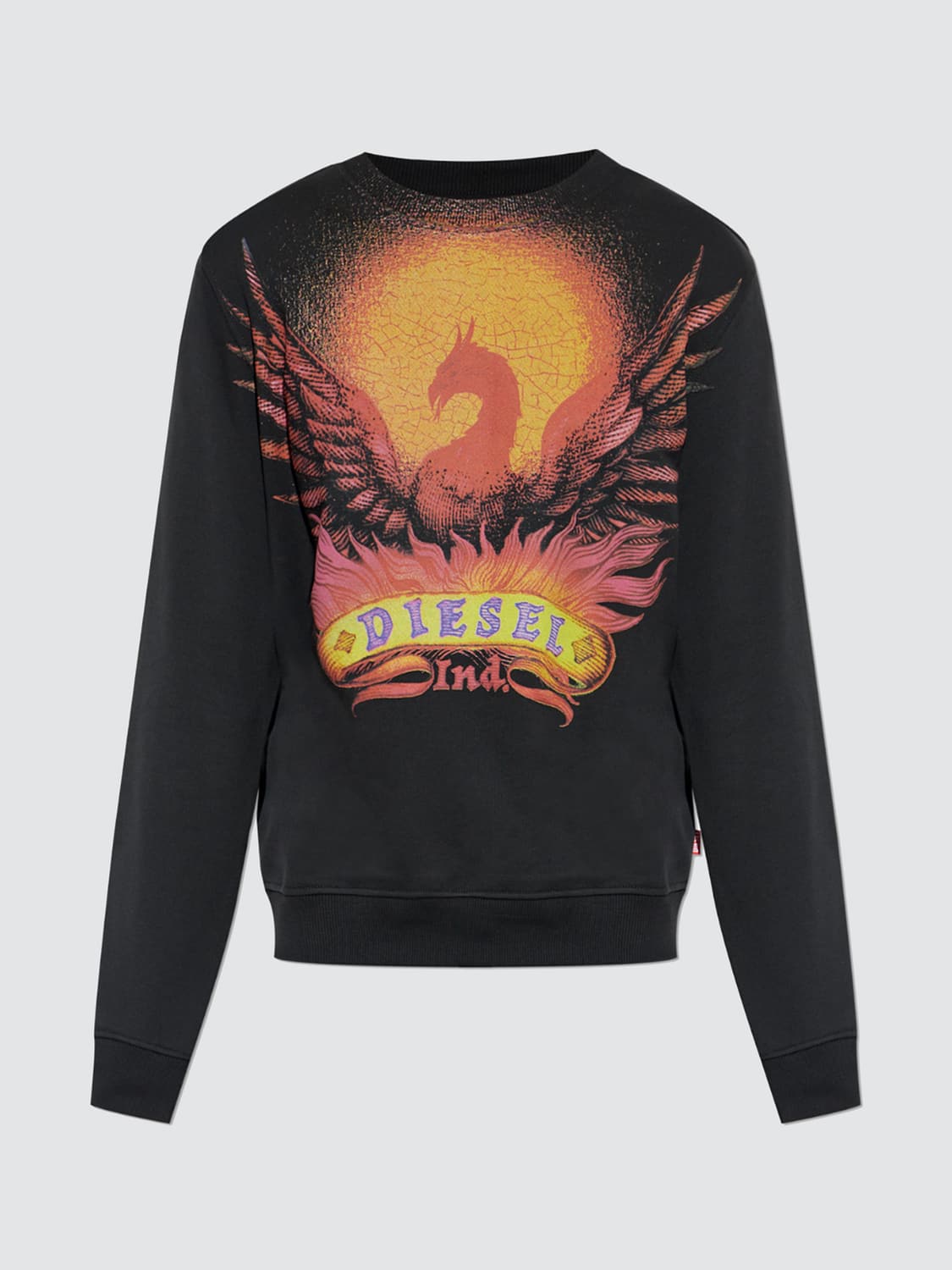 DIESEL SWEATSHIRT: Diesel Crewneck Cotton Sweatshirt with Graphic Print and Contrast Logo, Black - Img 2