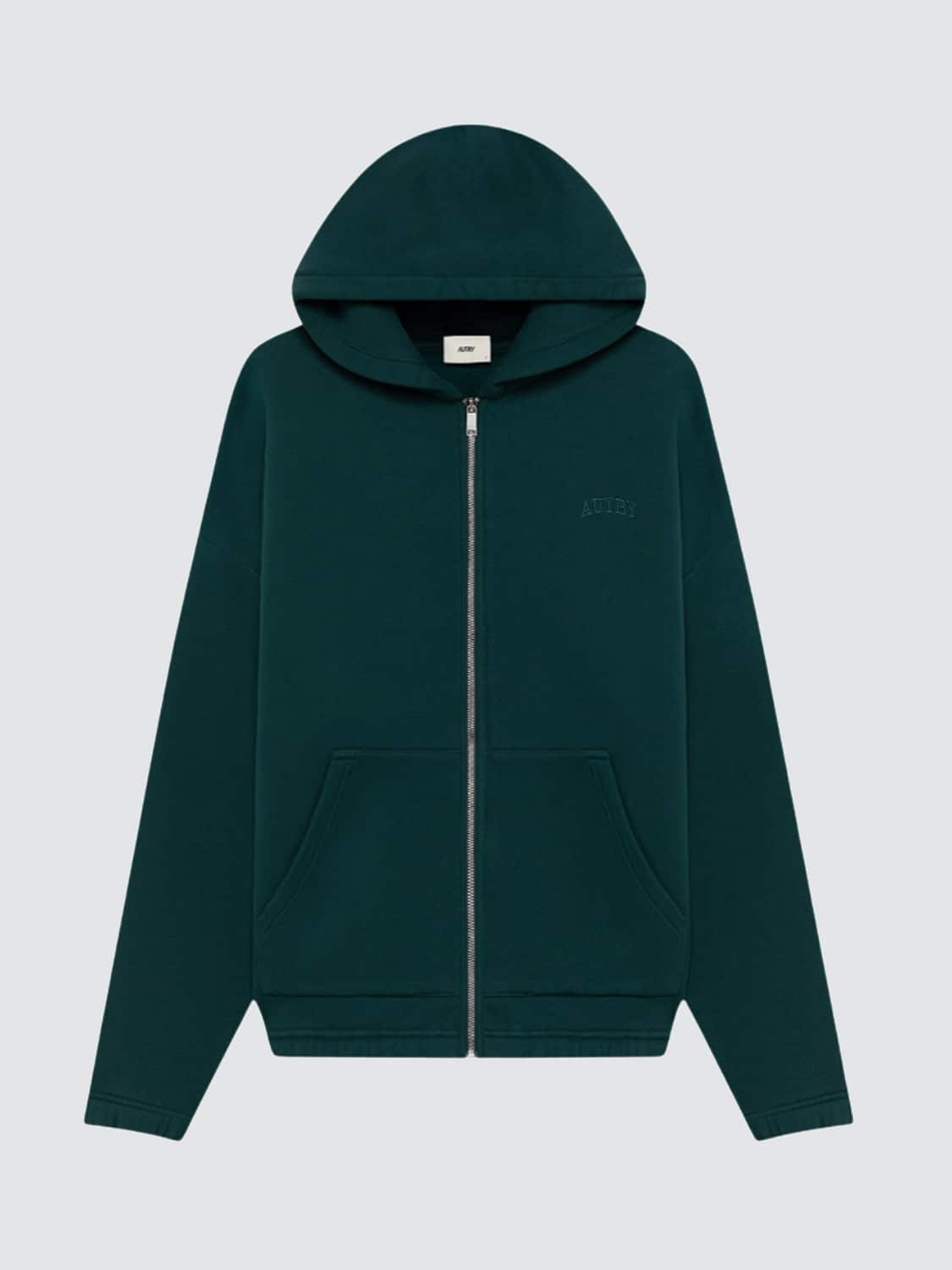AUTRY SUDADERA: Sudadera con capucha y cremallera Autry de punto con logo bordado a tono, Verde - Img 3