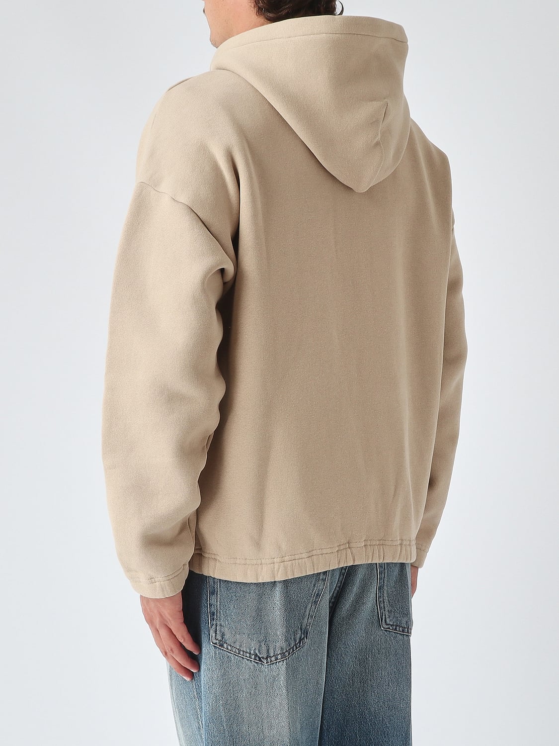 AUTRY SWEATSHIRT: Autry Jersey-Kapuzenjacke mit Reißverschluss und farblich abgestimmtem gesticktem Logo, Beige - Img 2