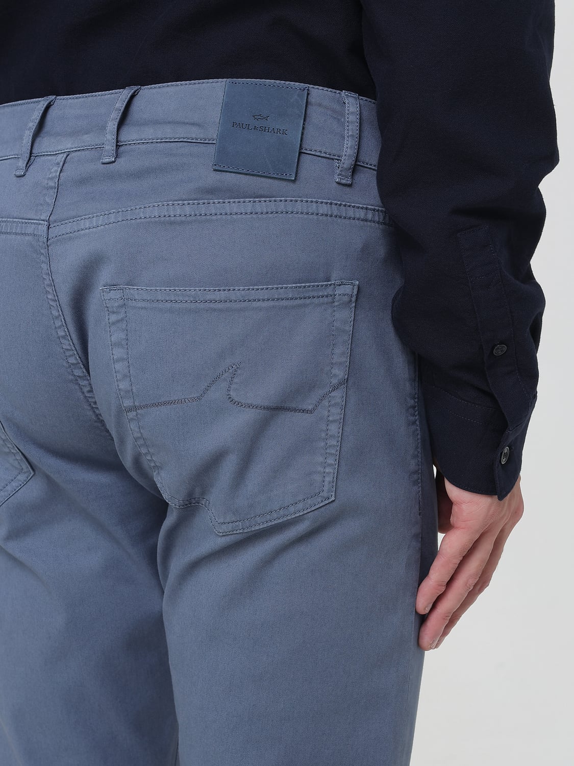 PAUL & SHARK PANTS: Paul & Shark Slim Fit Cotton Blend Five-Pocket Trousers, Gnawed Blue - Img 3