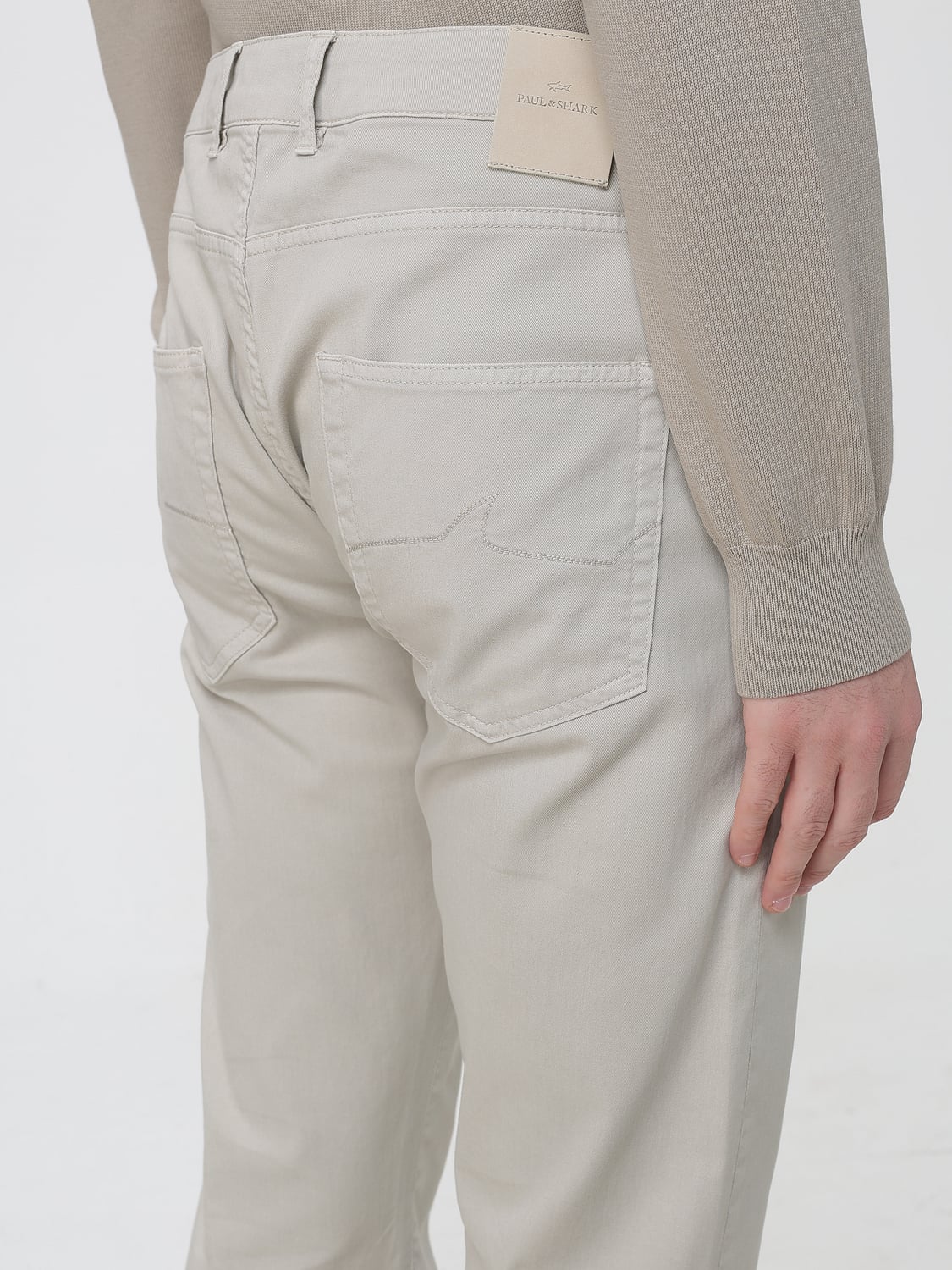 PAUL & SHARK PANTS: Paul & Shark Slim Fit Cotton Blend Five-Pocket Trousers, Beige - Img 3
