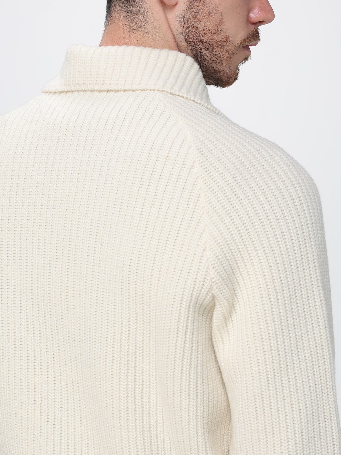PAUL & SHARK PULLOVER: Paul & Shark Woll-Cardigan mit Reißverschluss und Pelzkragen, Weiß - Img 4