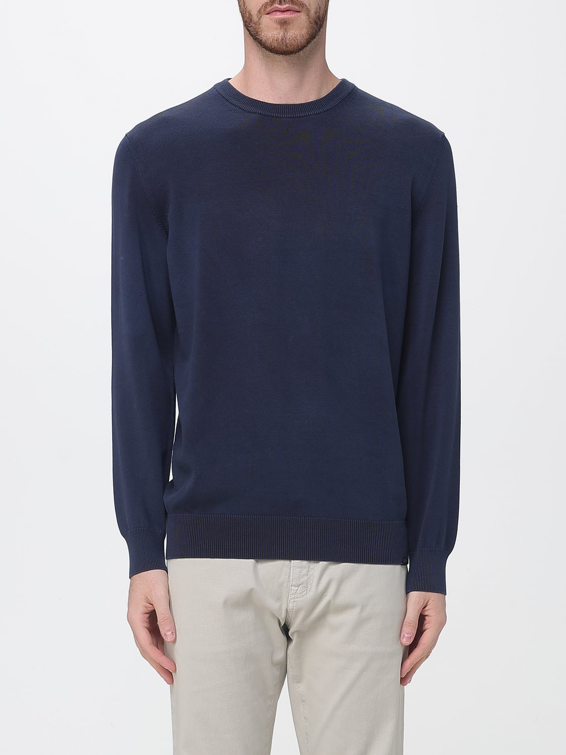 PAUL & SHARK PULLOVER: Baumwoll-Pullover Paul & Shark mit Rundhalsausschnitt und Rippbündchen, Blau - Img 1
