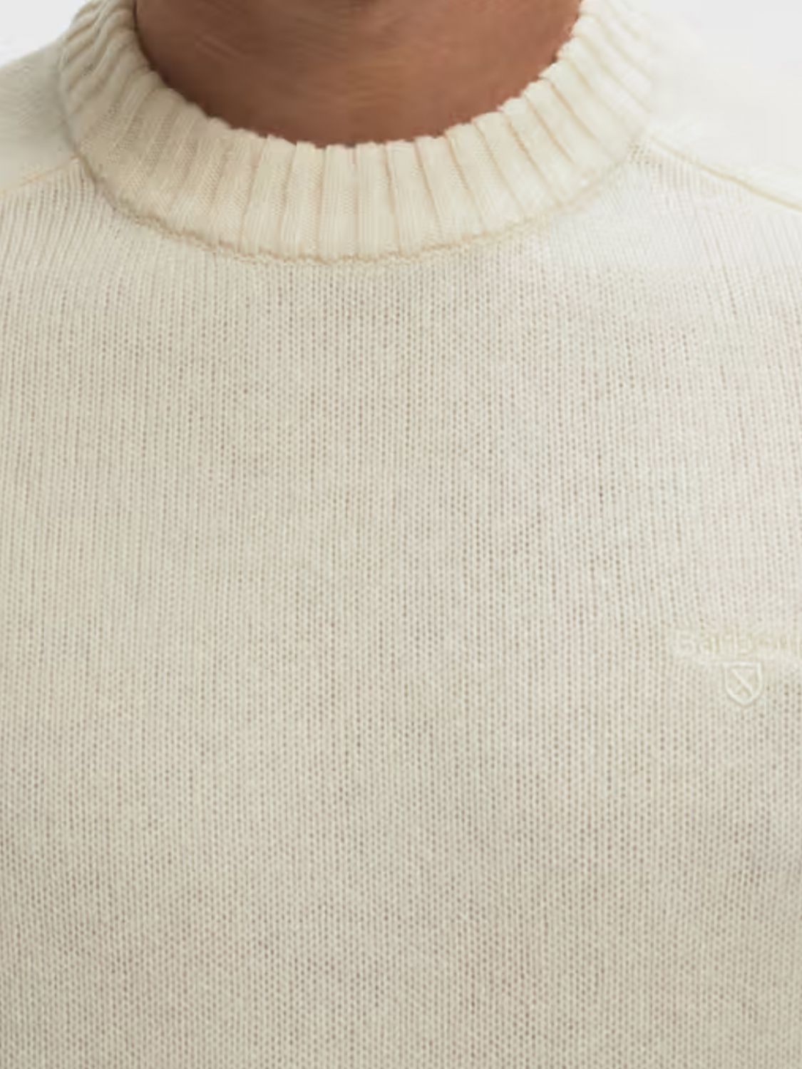 BARBOUR PULL: Pull à col rond Barbour en laine avec manches longues et bords côtelés, Blanc - Img 2