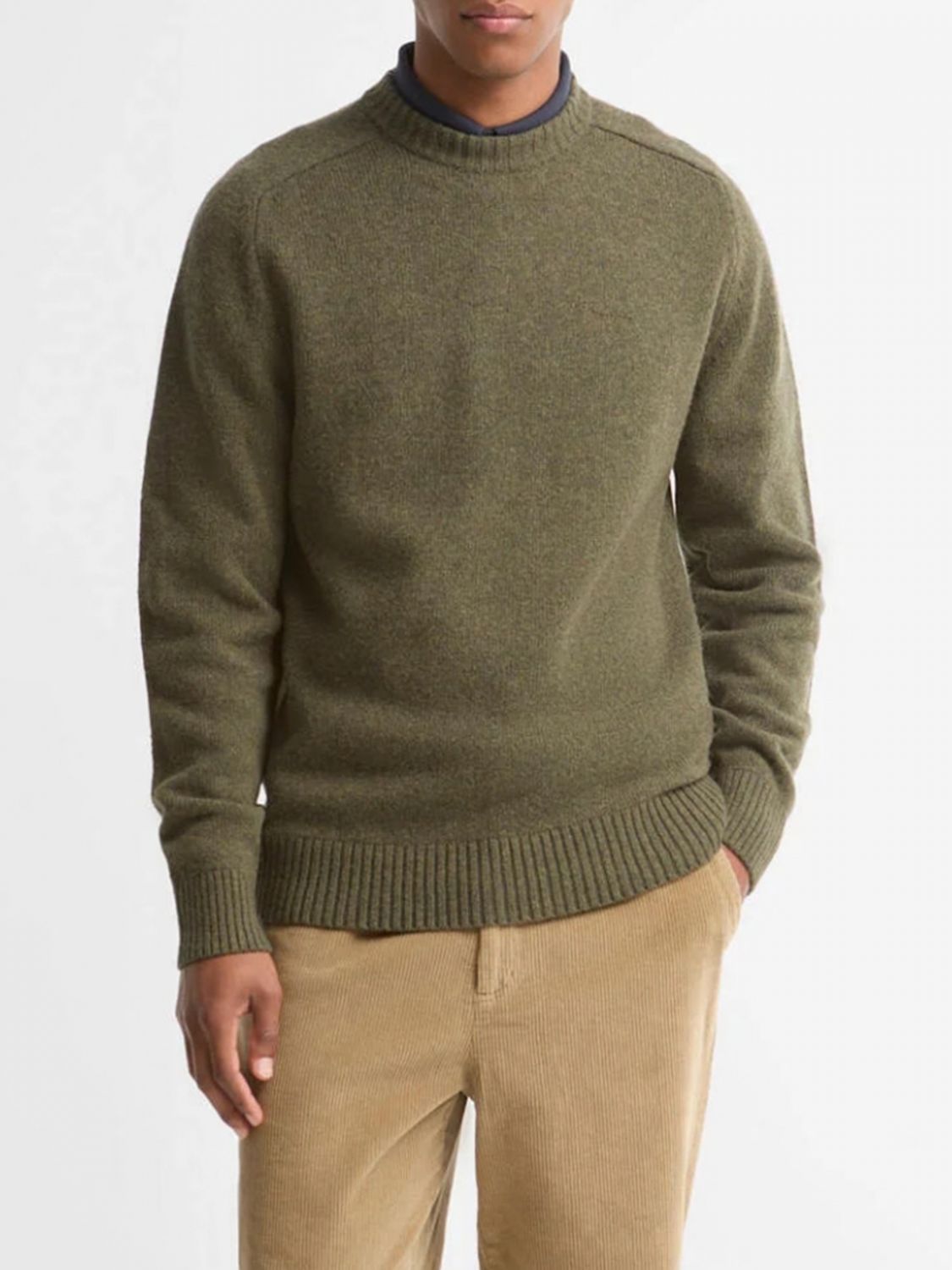 BARBOUR PULL: Pull à col rond Barbour en laine avec manches longues et bords côtelés, Olive - Img 1