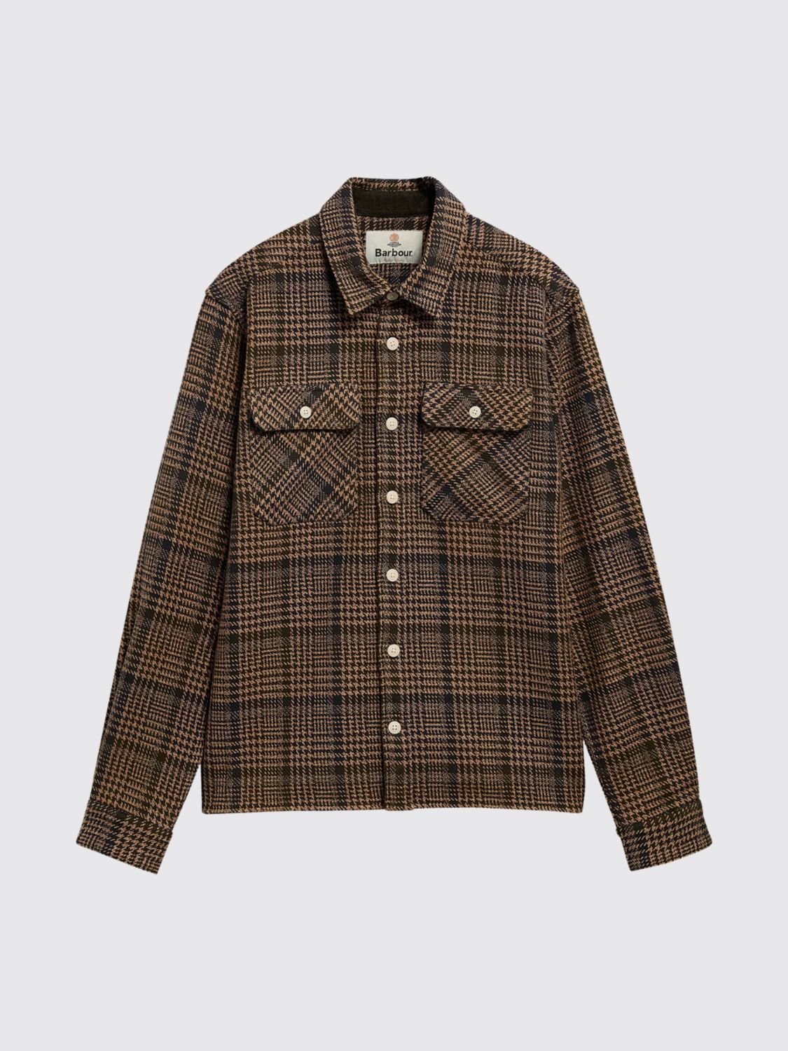 BARBOUR GIACCA: Sovracamicia Barbour in cotone a quadri con tasche a toppa applicate, Oliva - Img 3