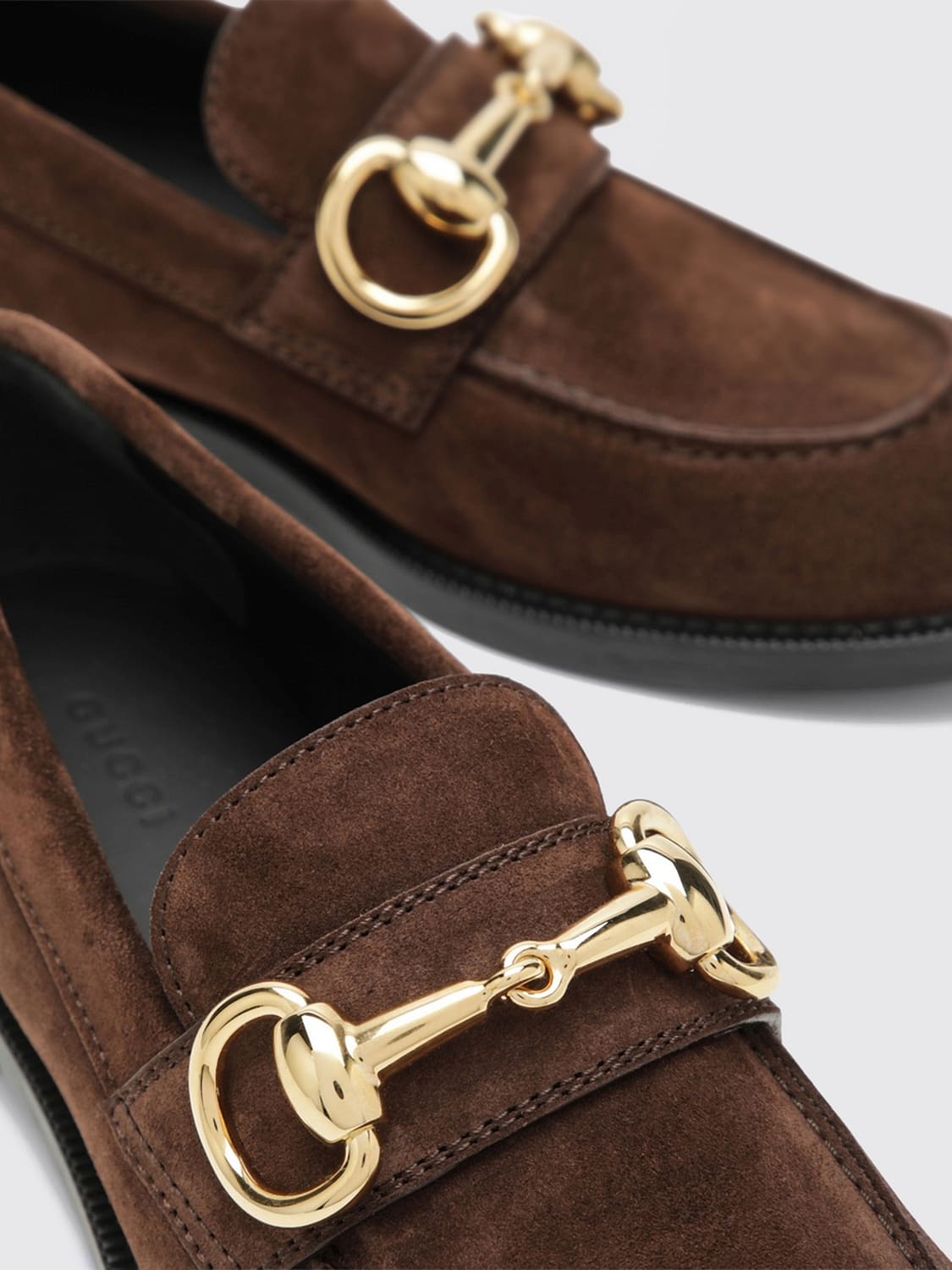 GUCCI MOCASSIN: Mocassins penny Boulevard Gucci en daim avec détail mors, Marron - Img 3