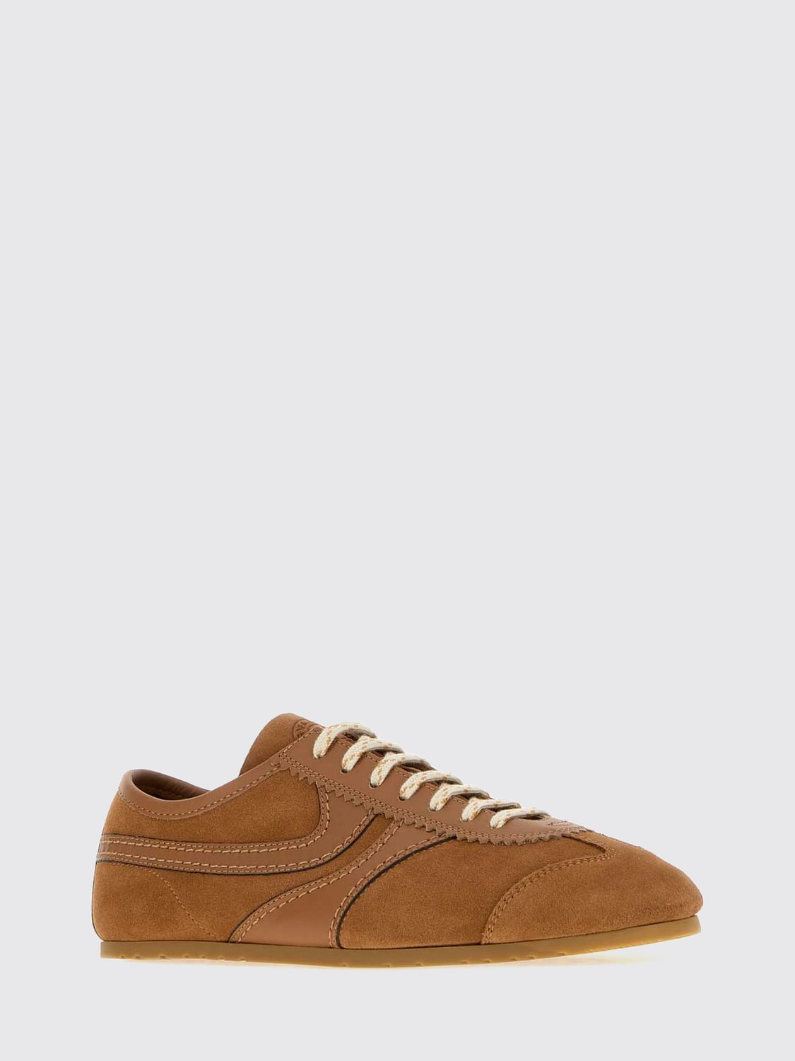 DRIES VAN NOTEN スニーカー: DRIES VAN NOTEN ラウンドトゥのレザー&スエードロートップスニーカー, ブラウン - Img 2