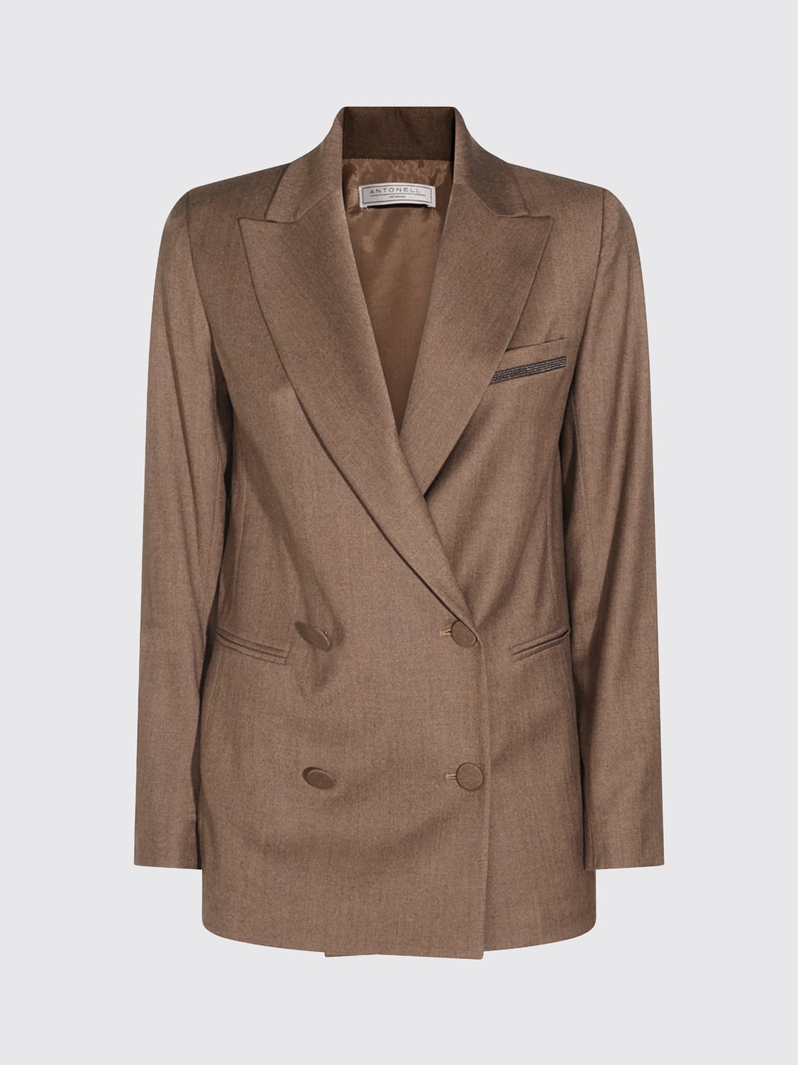 ANTONELLI FIRENZE JACKET: Antonelli Firenze Double-Breasted Wool Blend Blazer with Peak Lapels, Brown - Img 2