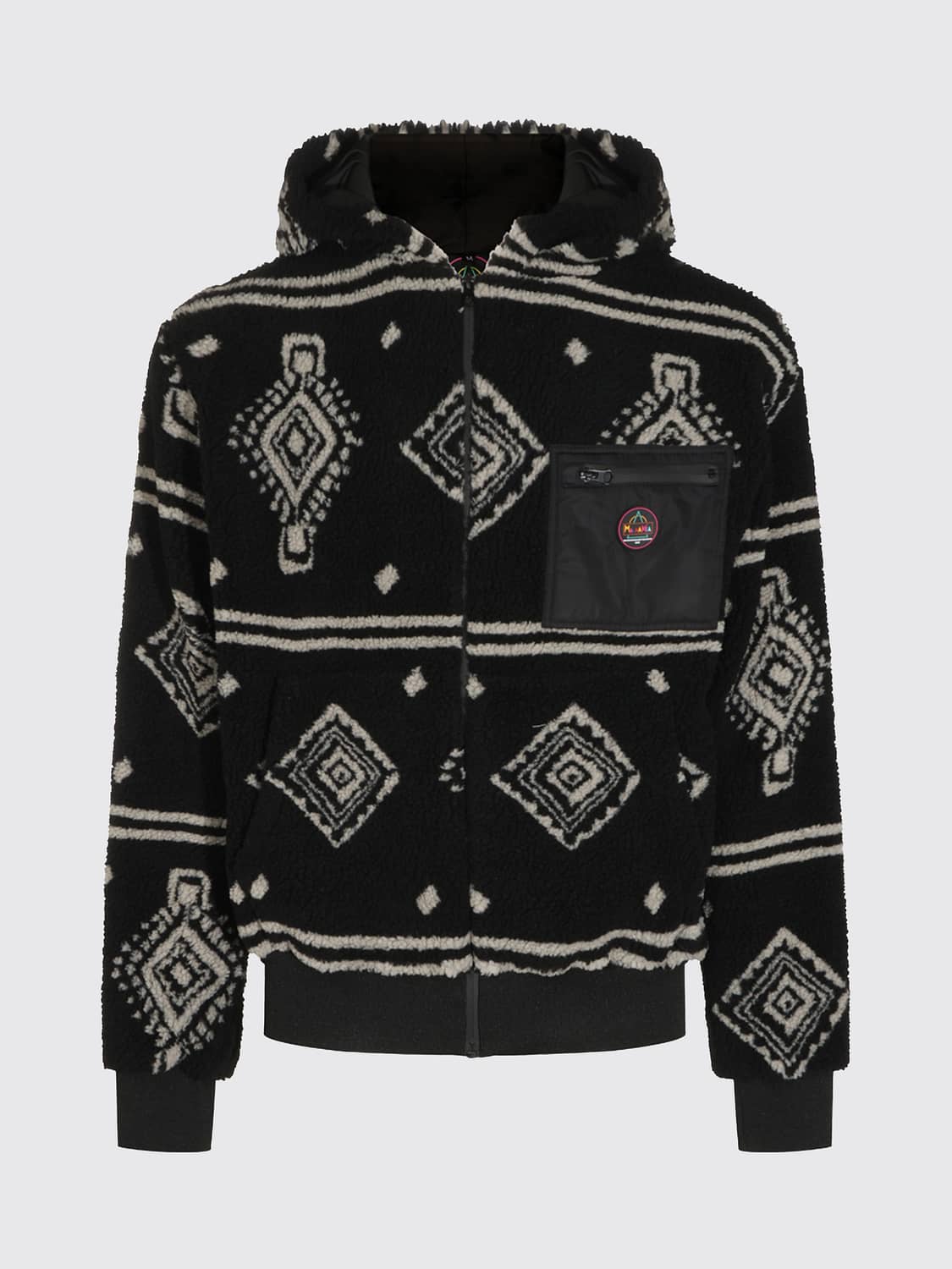 MAUNA KEA JACKET: Mauna Kea Jacquard Fleece Hooded Zip-Up Jacket, Black - Img 2